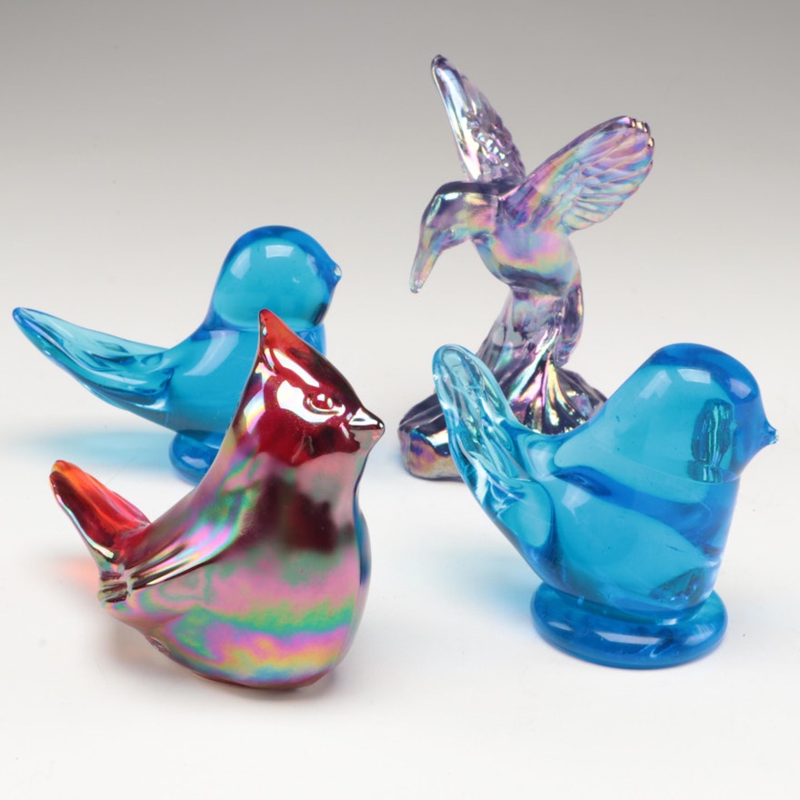 Fenton, Leonard and Other Glass Cardinal, Hummingbird and Bluebird Figures