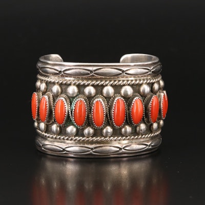 Signed Sterling Coral Cuff