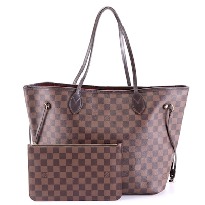 Louis Vuitton Neverfull MM with Pochette in Damier Ebene Canvas