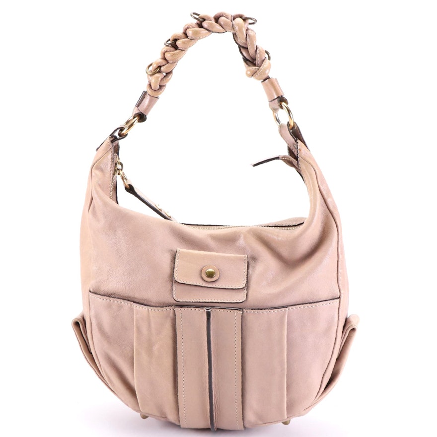 Chloé Pleated Leather Shoulder Bag with Braided Handle