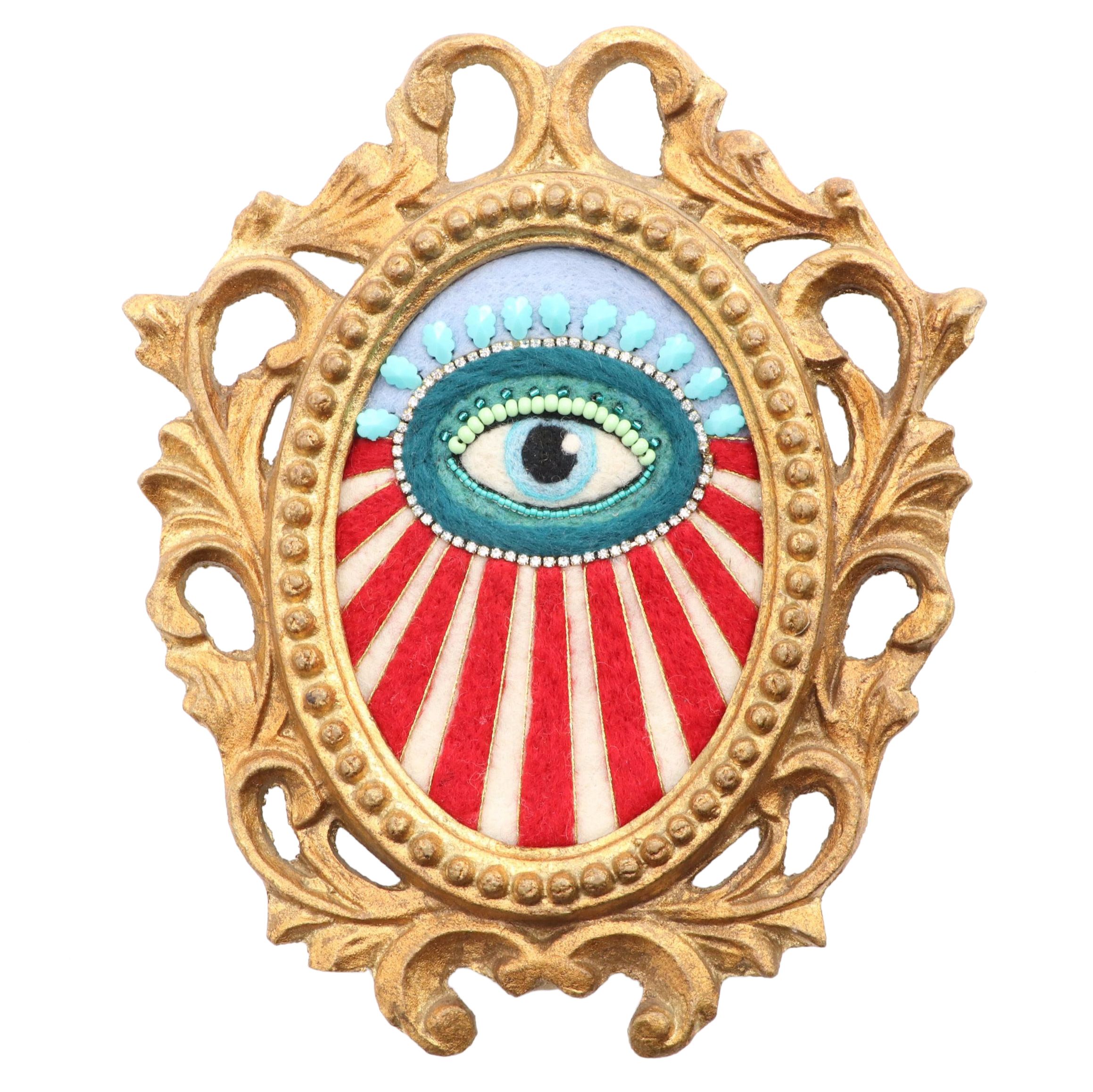 Sarah Miller Fiber Art Wall Hanging of Mystic Eye EBTH