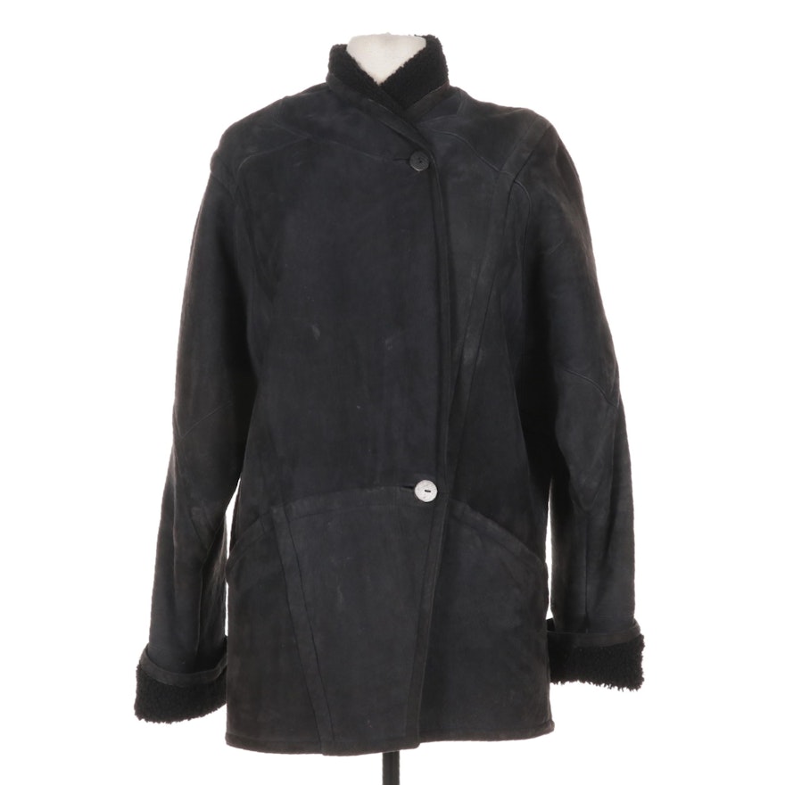 Black Shearling Jacket by Knight