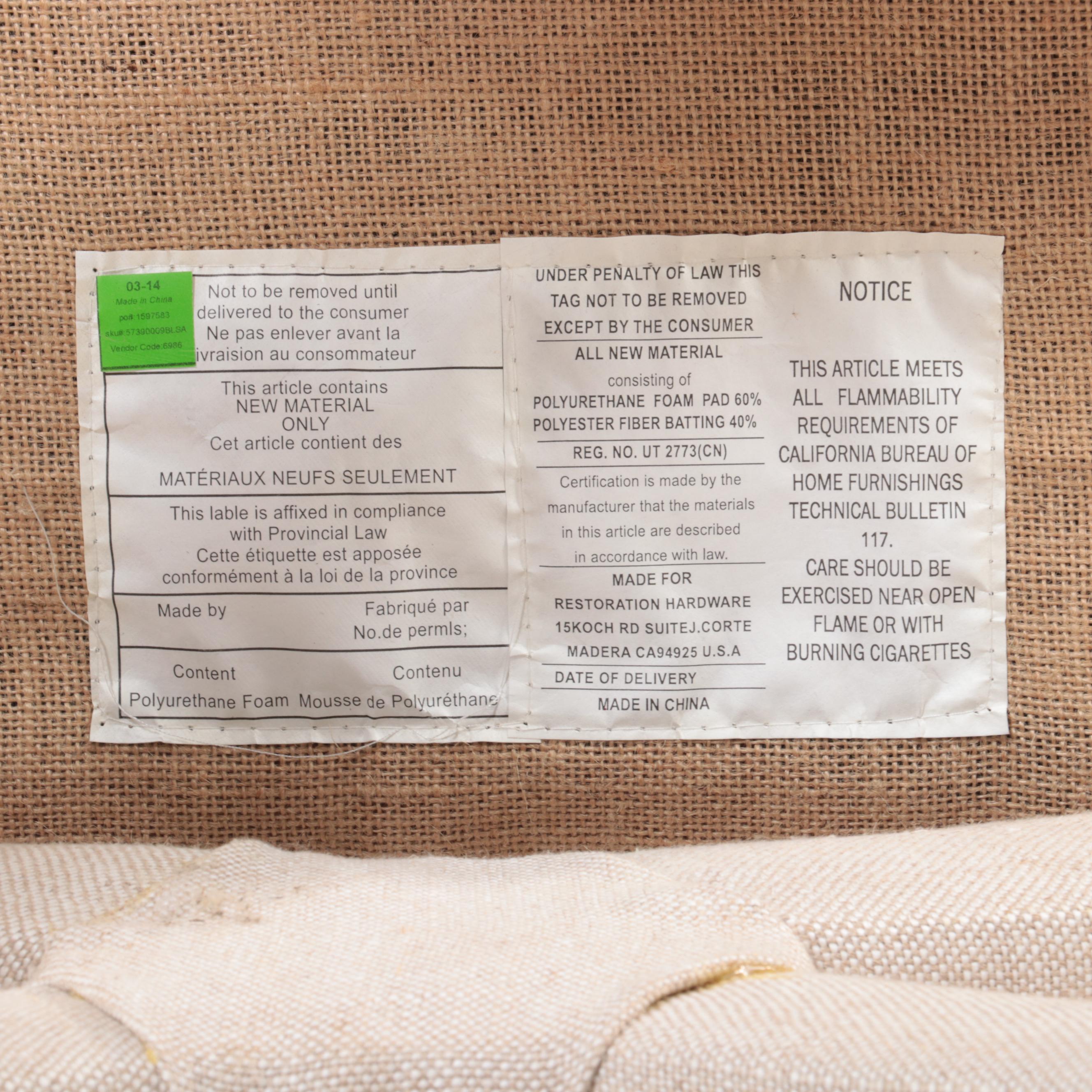 Restoration Hardware LinenUpholstered "Toscane" Ottoman EBTH