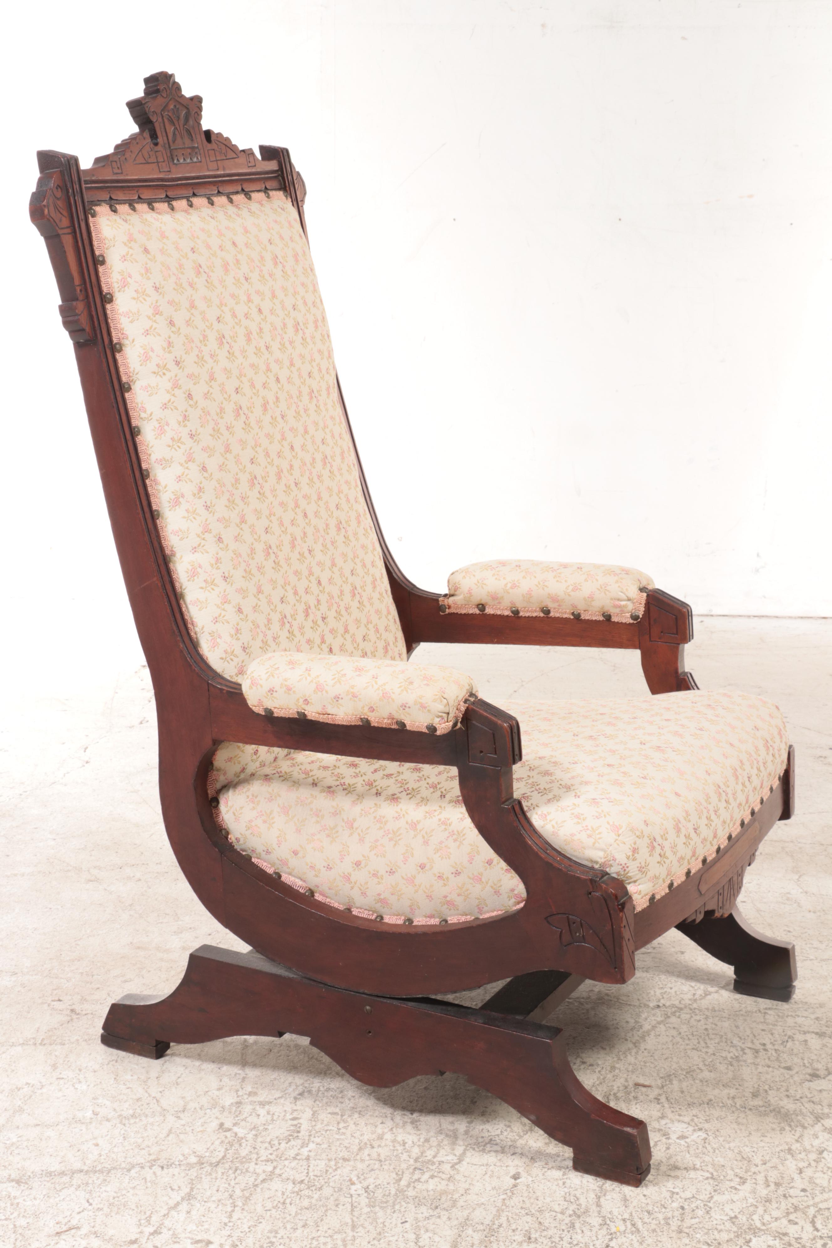 Victorian Eastlake Walnut Platform Rocking Chair with Footstool EBTH