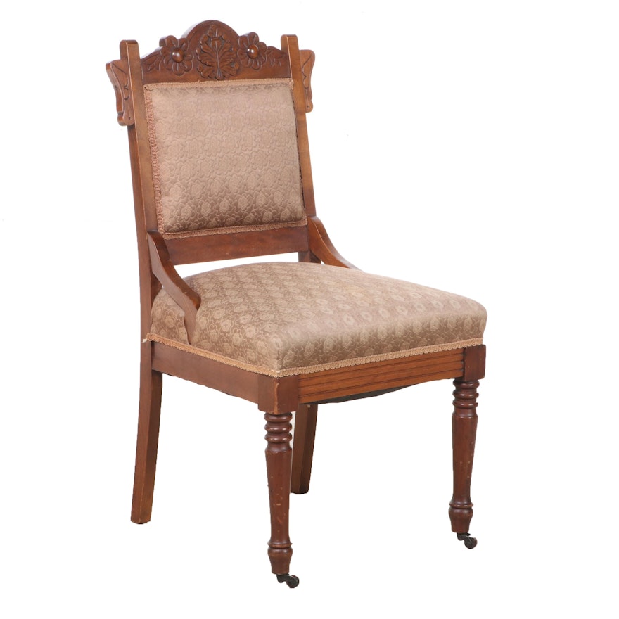 Victorian Cherrywood Parlor Side Chair, Late 19th Century
