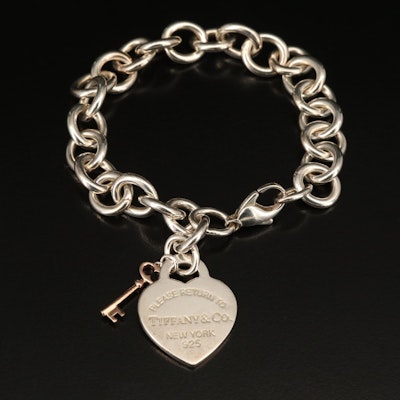 Tiffany & Co. "Return To Tiffany" with Heart Tag and Key Charm Bracelet