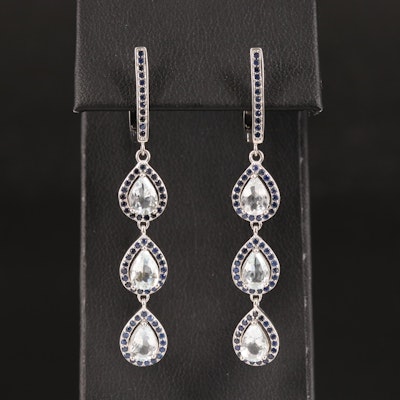 Sterling Aquamarine and Sapphire Earrings