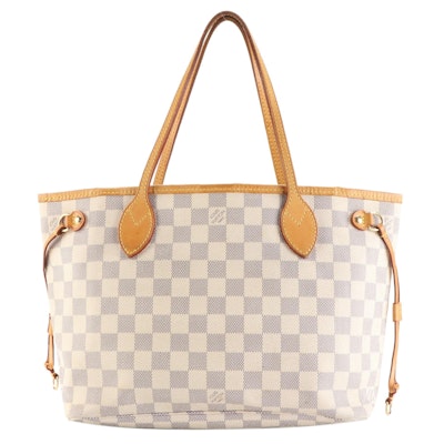 Louis Vuitton Neverfull PM in Damier Azur Canvas and Vachetta Leather