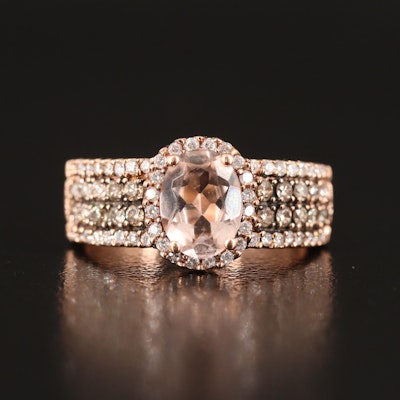 Le Vian 14K Rose Gold Morganite and Diamond Halo Ring