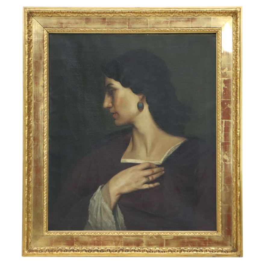 Portrait Oil Painting After Anselm Feuerbach "Nanna," Early 20th Century