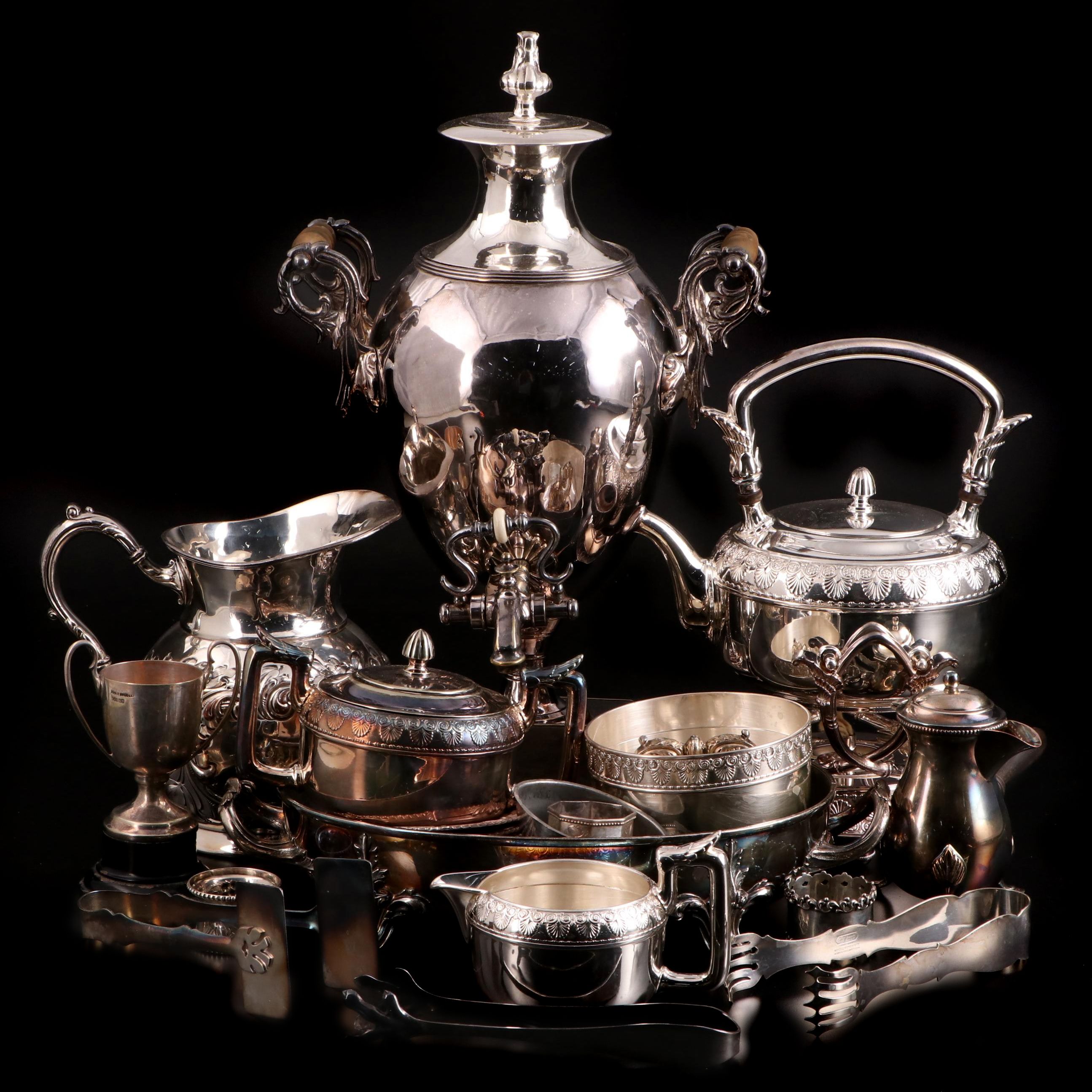 Gorham Silver Plate Tea Service with Assorted Silver Plate Collection