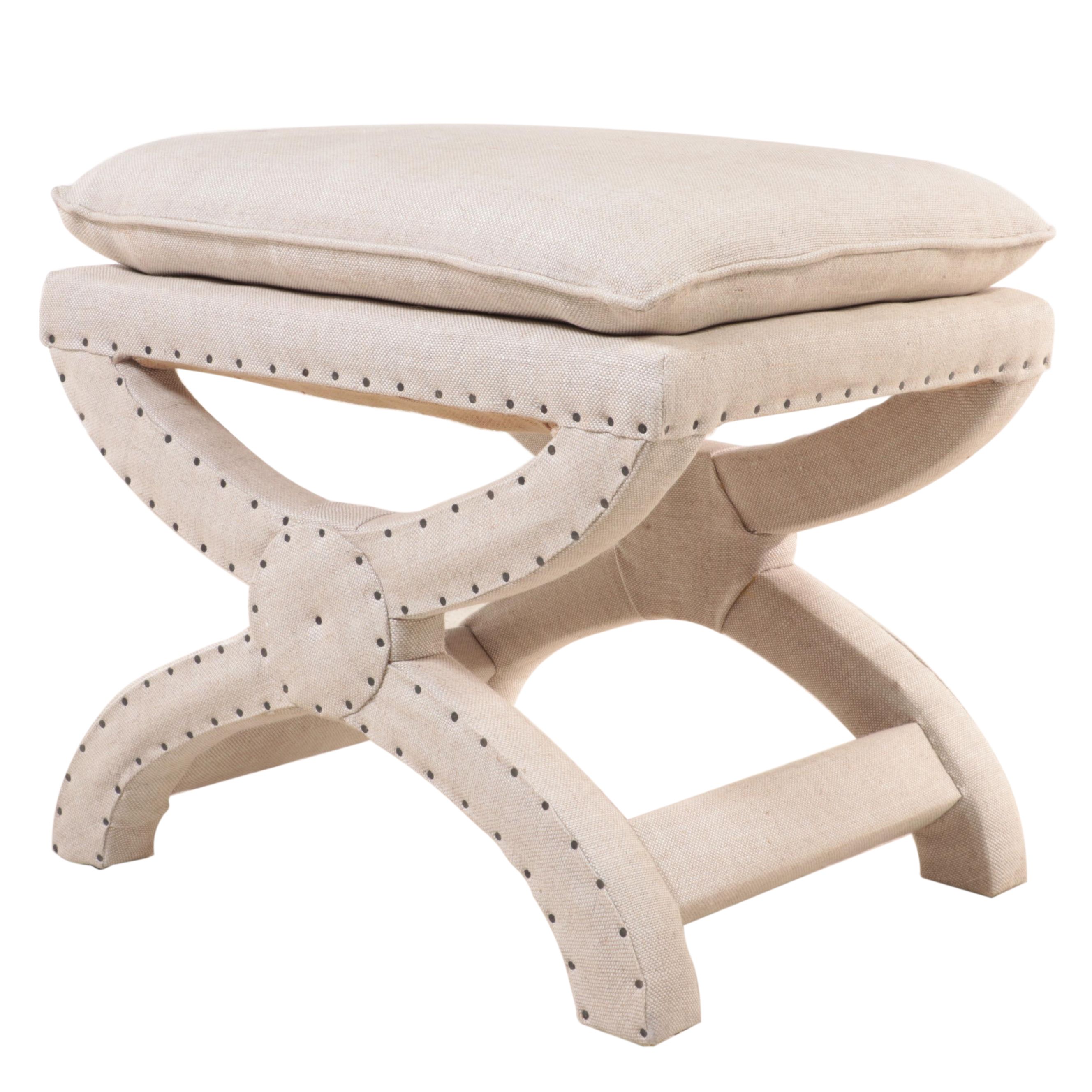 Restoration Hardware LinenUpholstered "Toscane" Ottoman EBTH