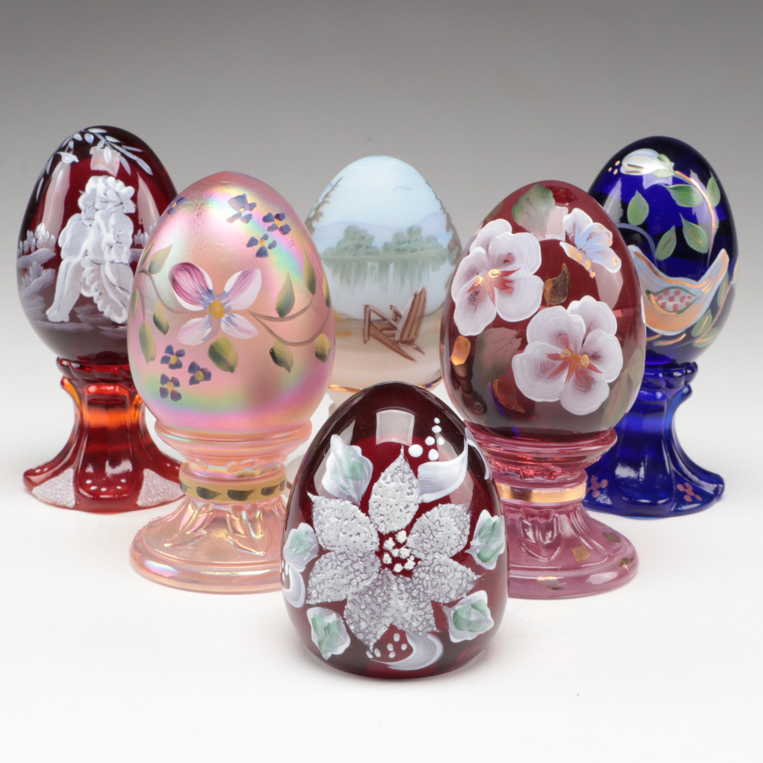 Fenton HandPainted Glass Eggs EBTH