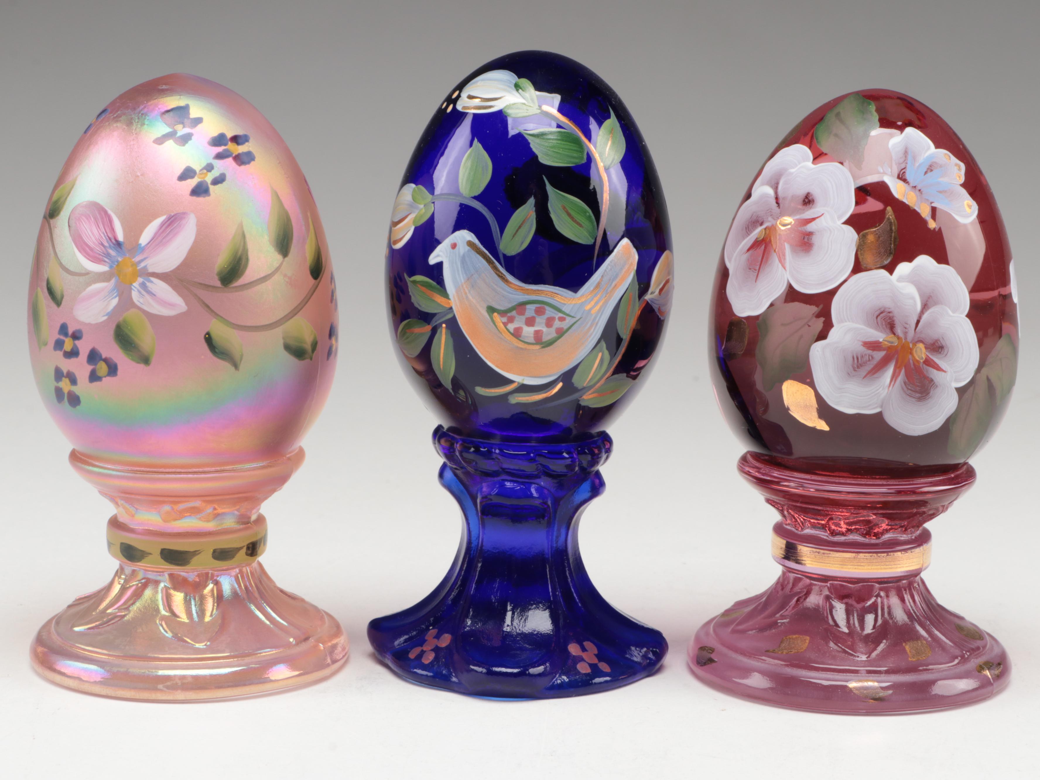Fenton HandPainted Glass Eggs EBTH