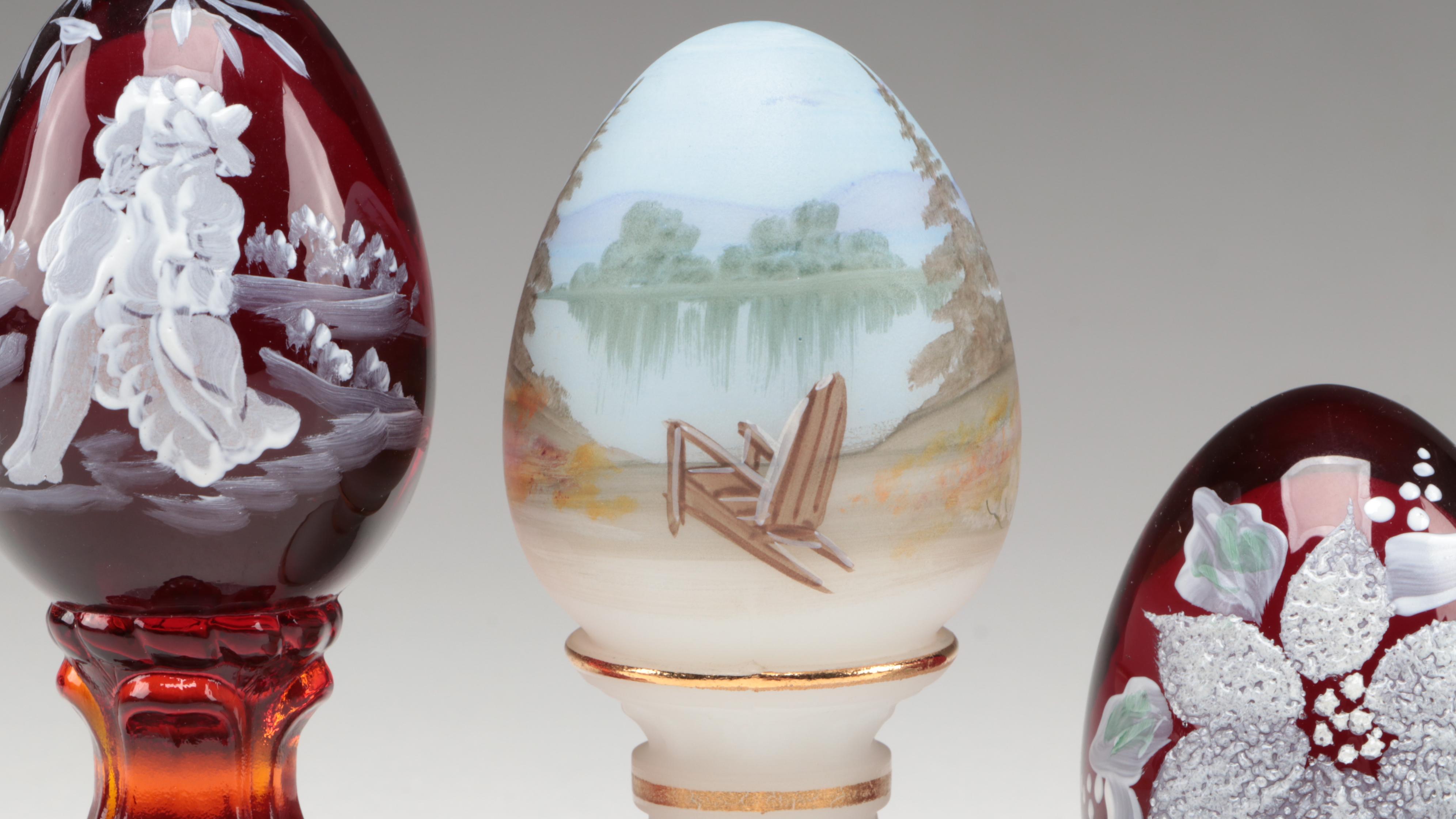 Fenton HandPainted Glass Eggs EBTH