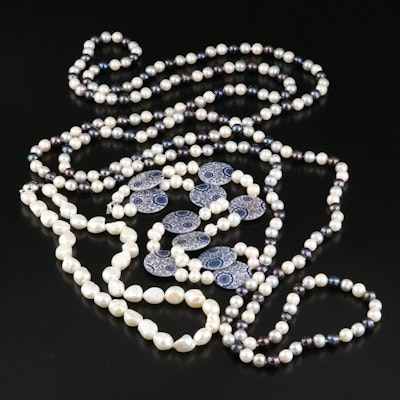 Necklaces Including Pearl, Mother-of-Pearl and Enamel