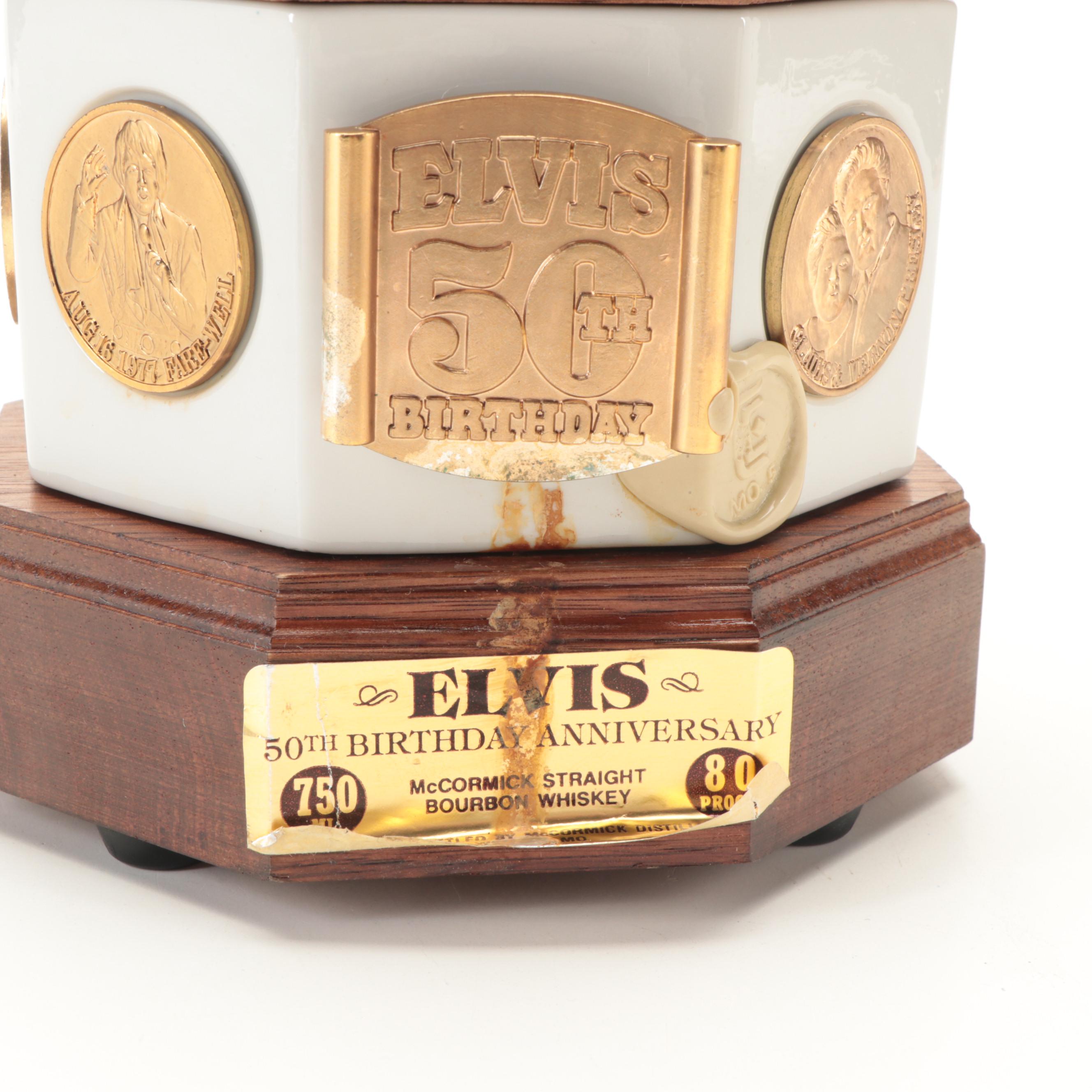 Ceramic Elvis 50th Birthday Anniversary Musical Decanter EBTH