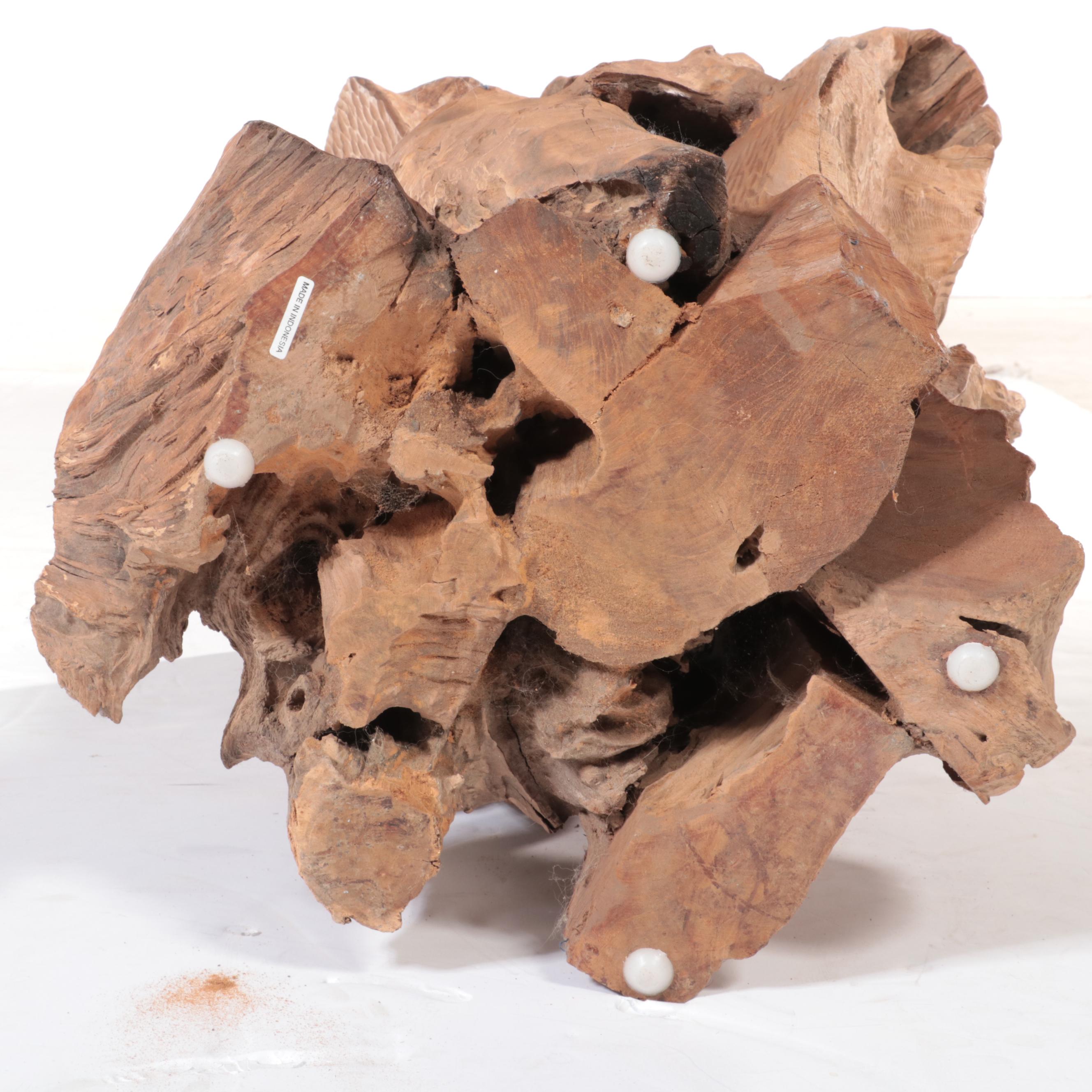 Crate & Barrel Driftwood and Glass Top Side Table EBTH