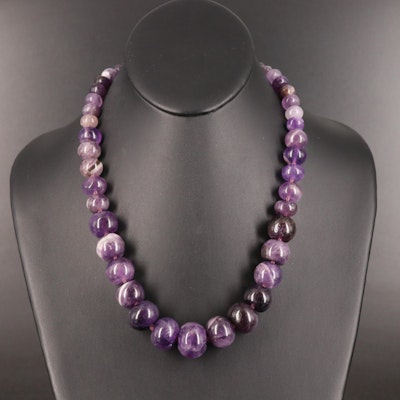 Sterling Graduated Amethyst Bead Necklace