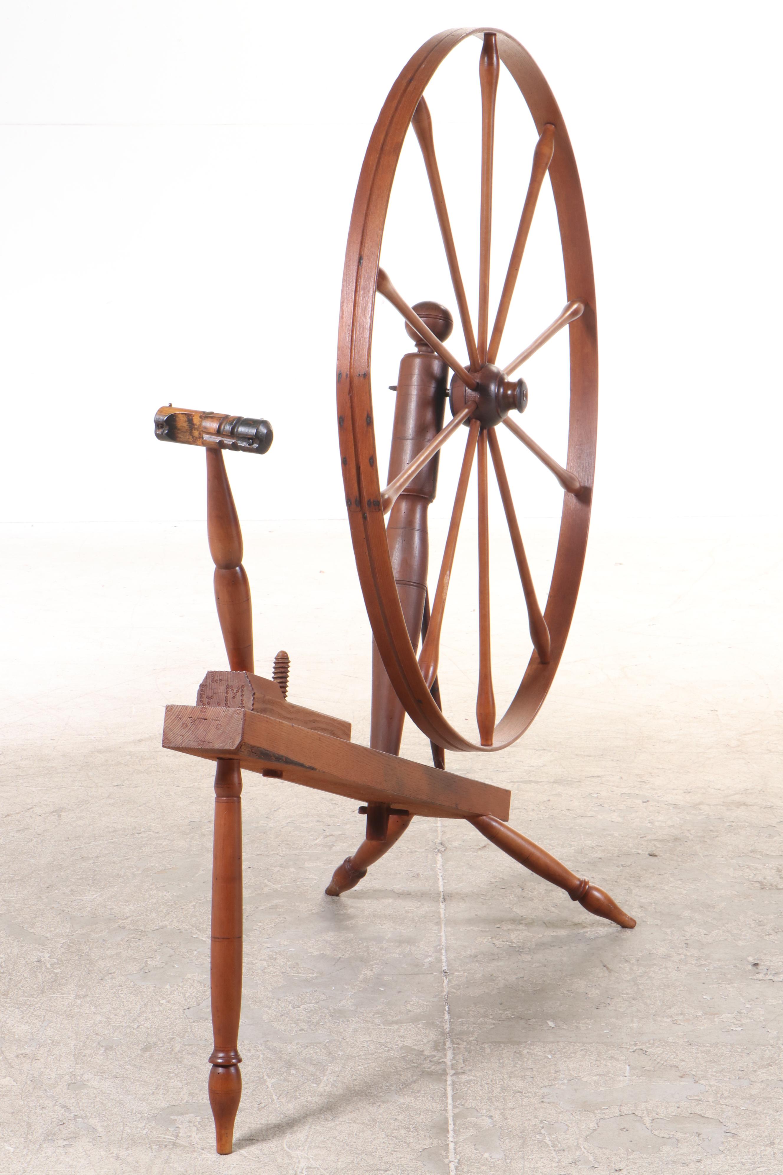 Large Walnut Walking Spinning Wheel, Late 19th/ Early 20th Century EBTH