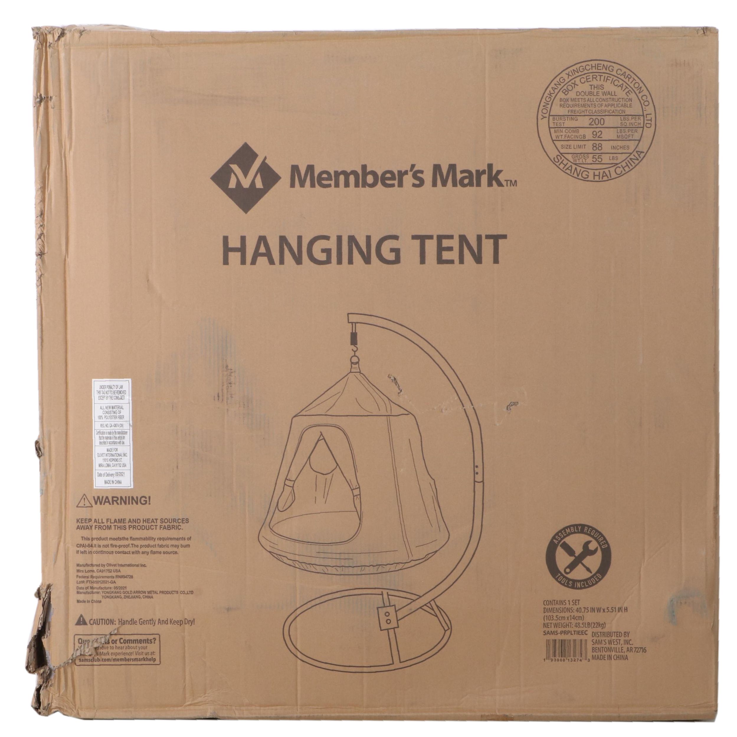 Member's Mark Hangout Pod Hanging Tent EBTH