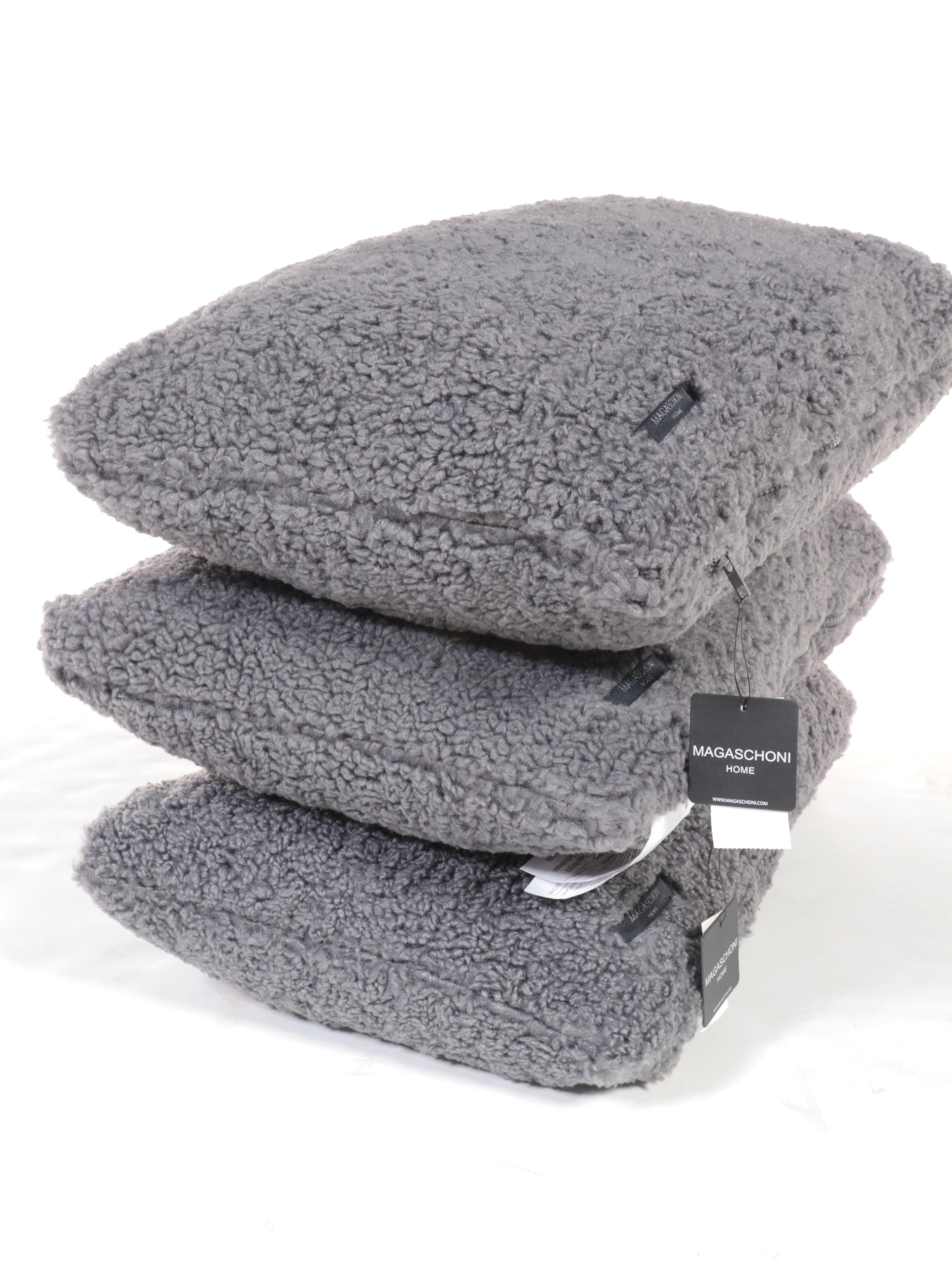 Magaschoni Home Plush Mineral Blue Fleece Lumbar Pillows EBTH