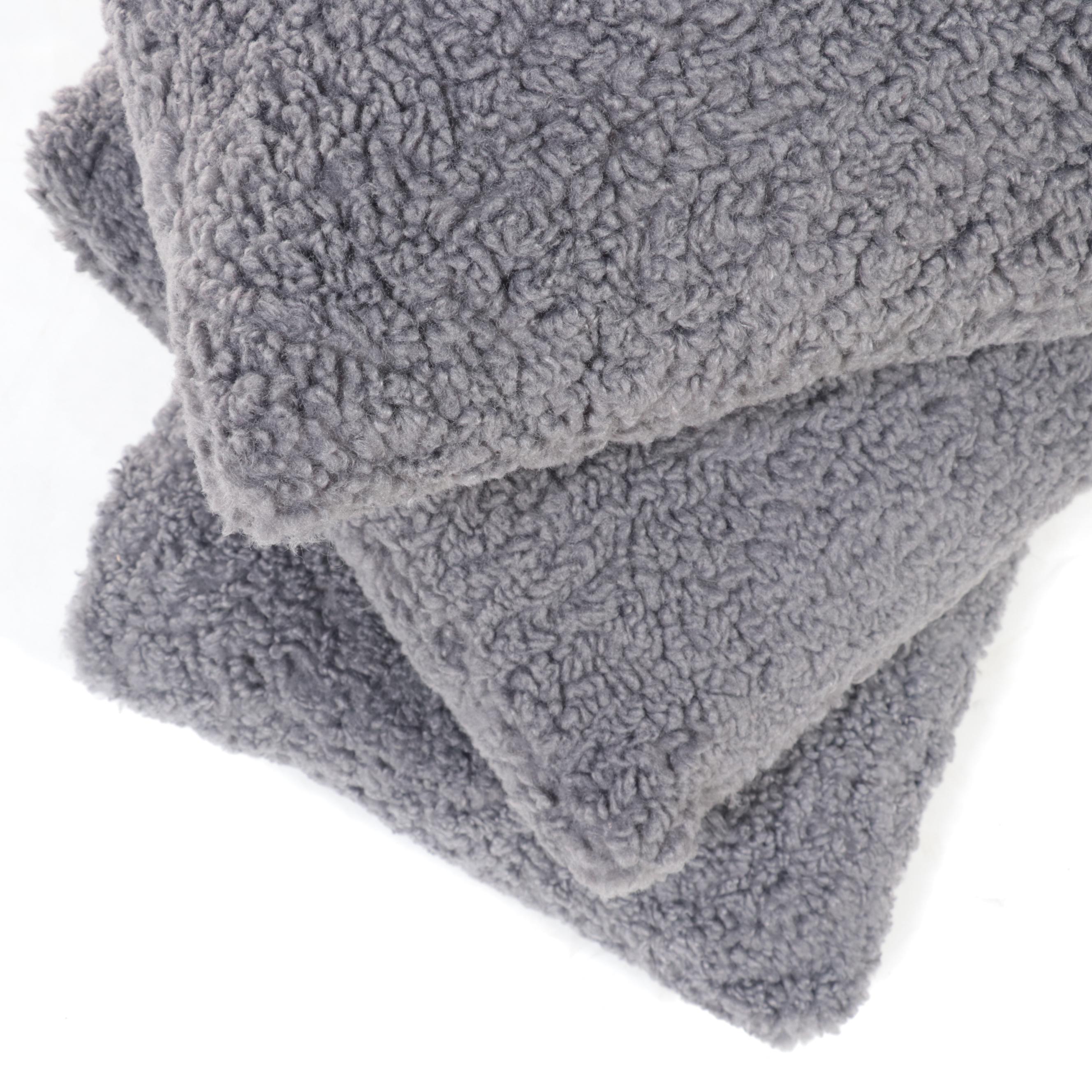 Magaschoni Home Plush Mineral Blue Fleece Accent Pillows EBTH