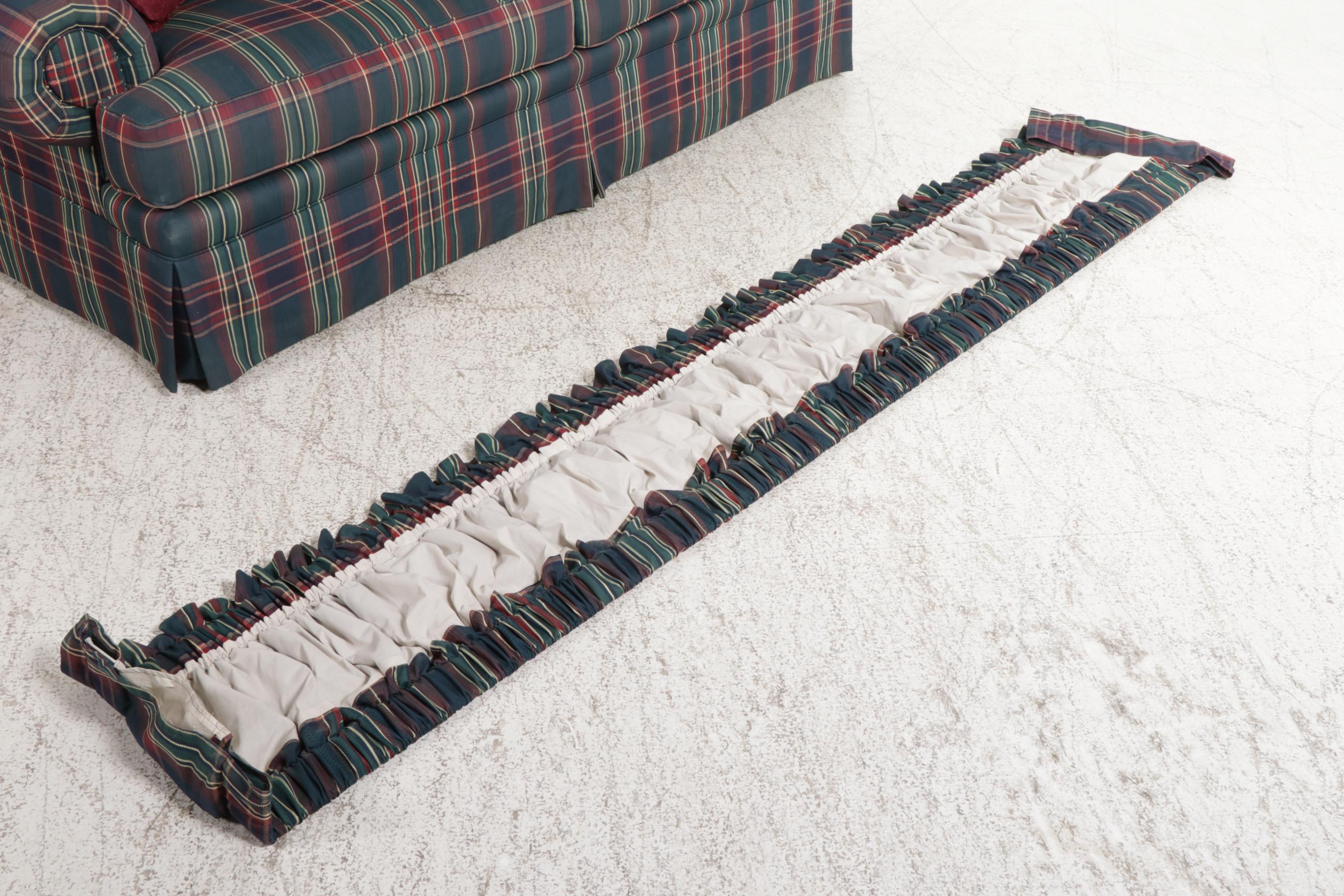 King Hickory PlaidUpholstered Sofa and Matching Valence with Throw