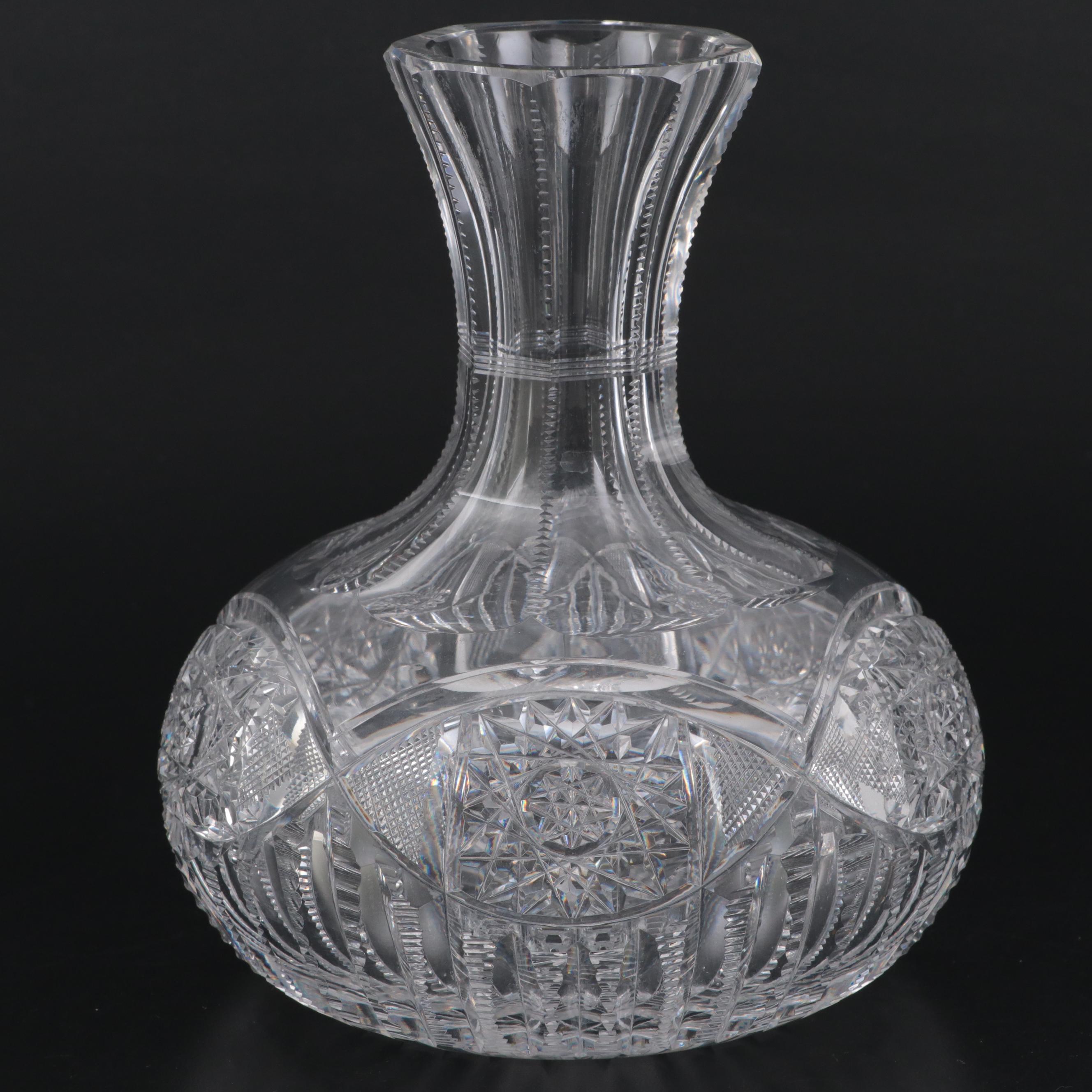 American Brilliant Style Cut Glass Carafe and Pitcher, 20th Century EBTH