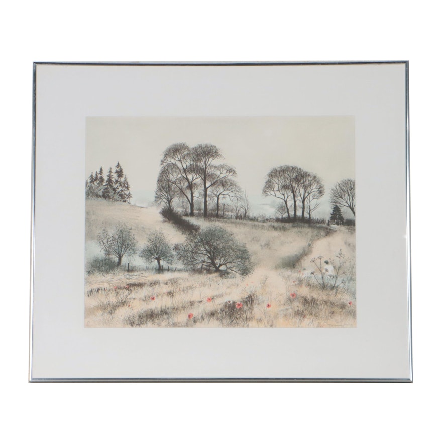 Jeremy King Landscape Lithograph, Late 20th Century