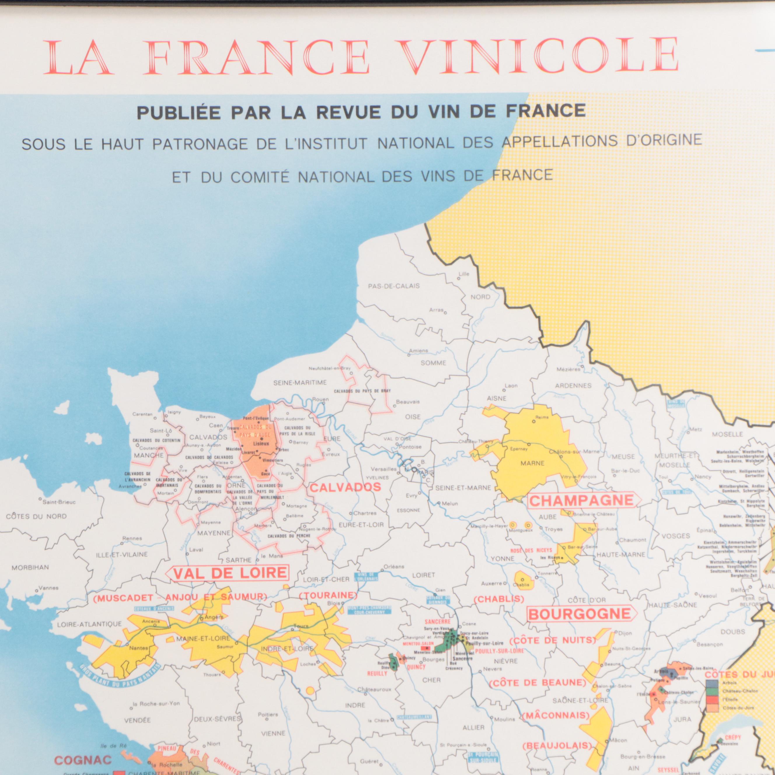 Color Lithograph Map Of France And Photograph Of Parisian Storefront | EBTH