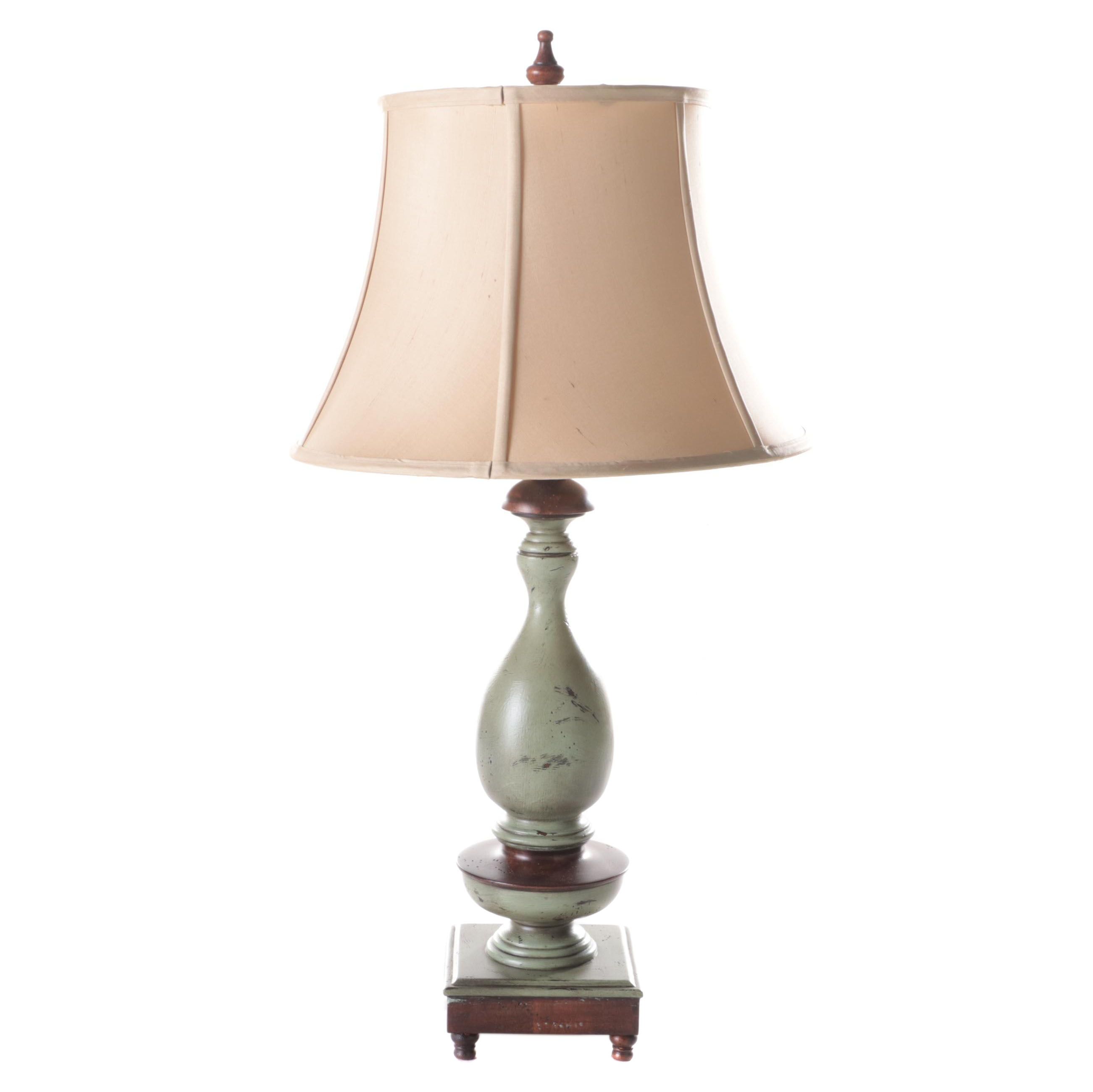 The Natural Light Turned and Painted Wood Table Lamp EBTH
