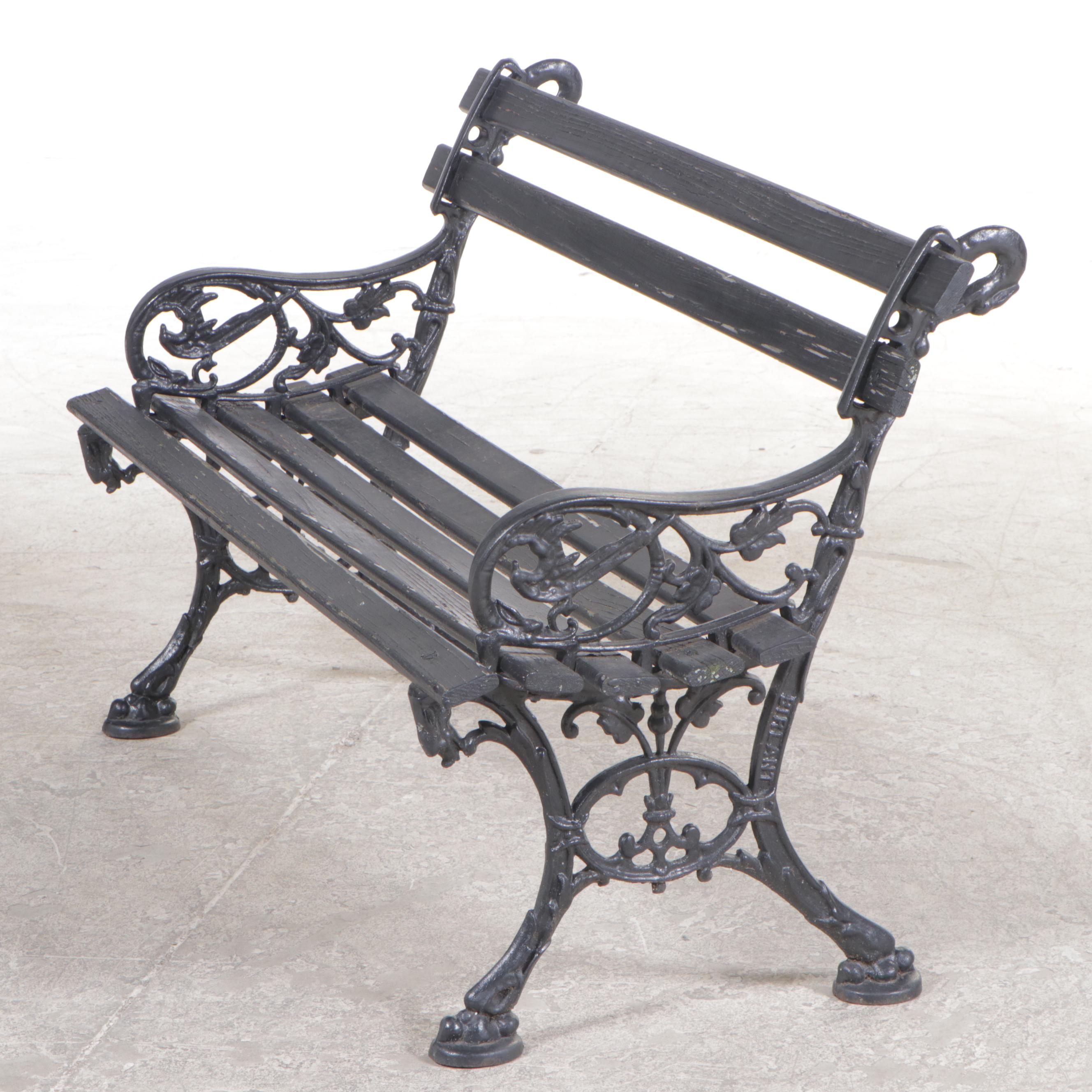 Charleston Battery "Birlant" Cast Iron and Slatted Wood Garden Bench EBTH