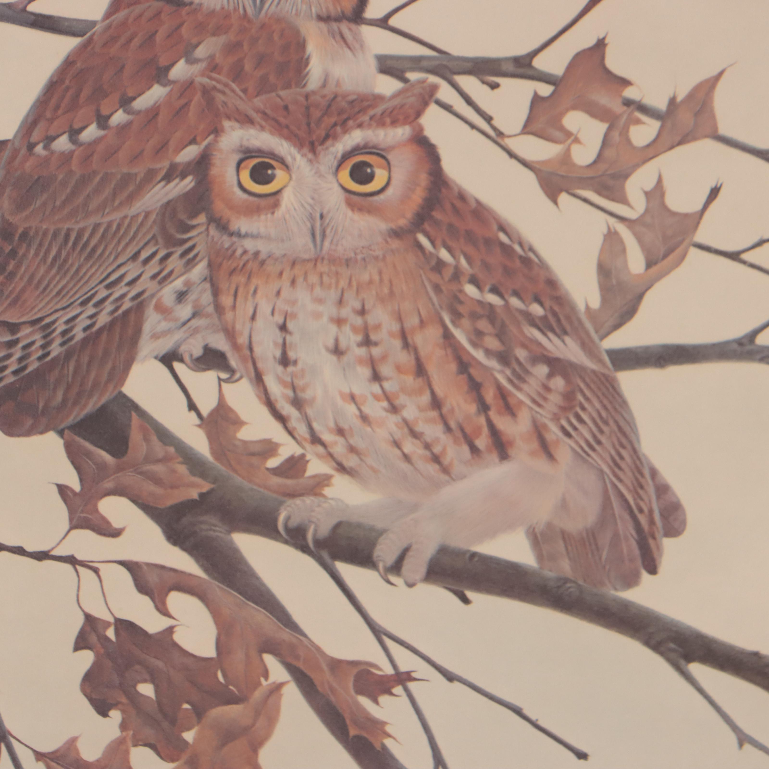 John Ruthven Offset Lithograph "Screech Owls" EBTH