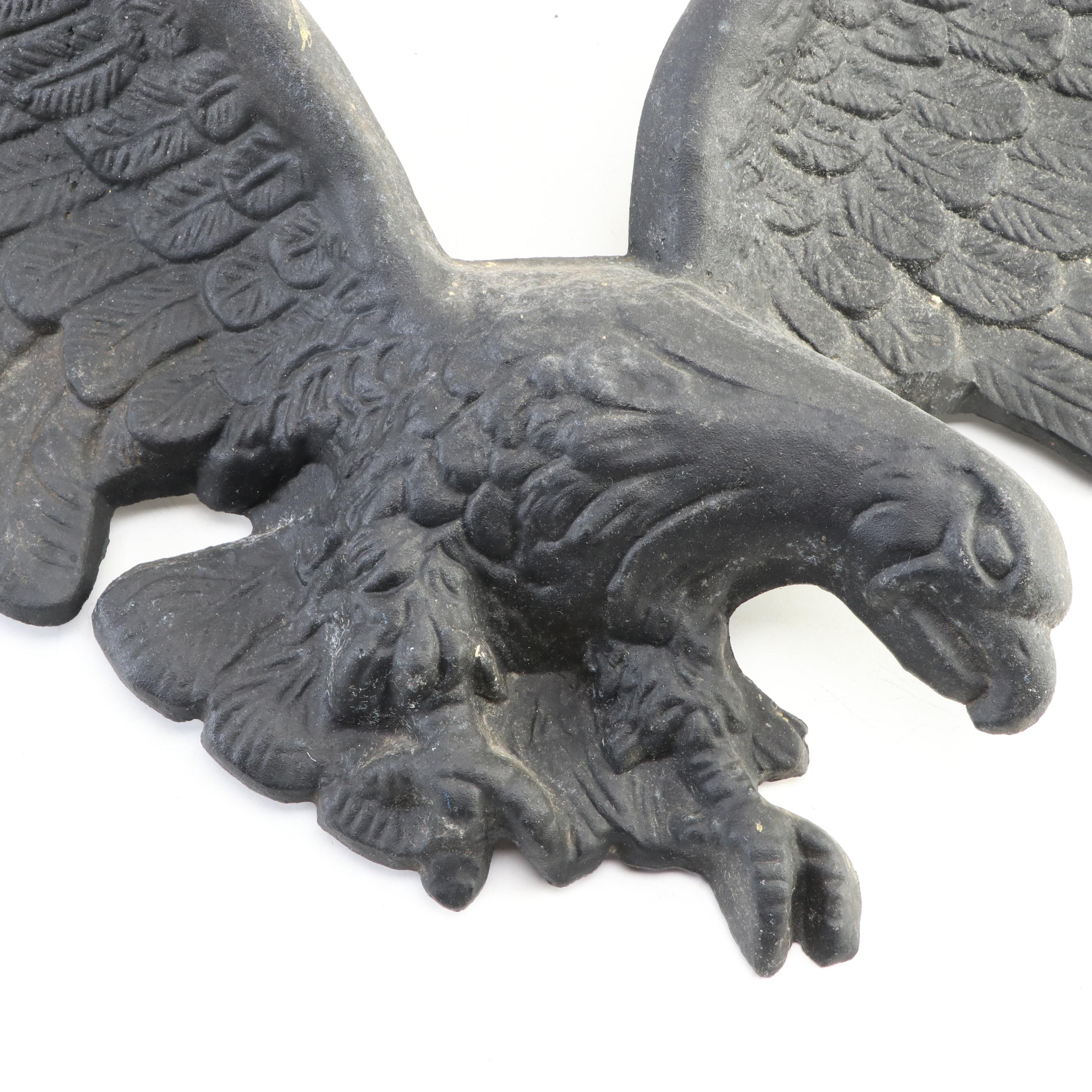 Robert Emig Cast Iron American Eagle Wall Plaque, Mid to Late 20th