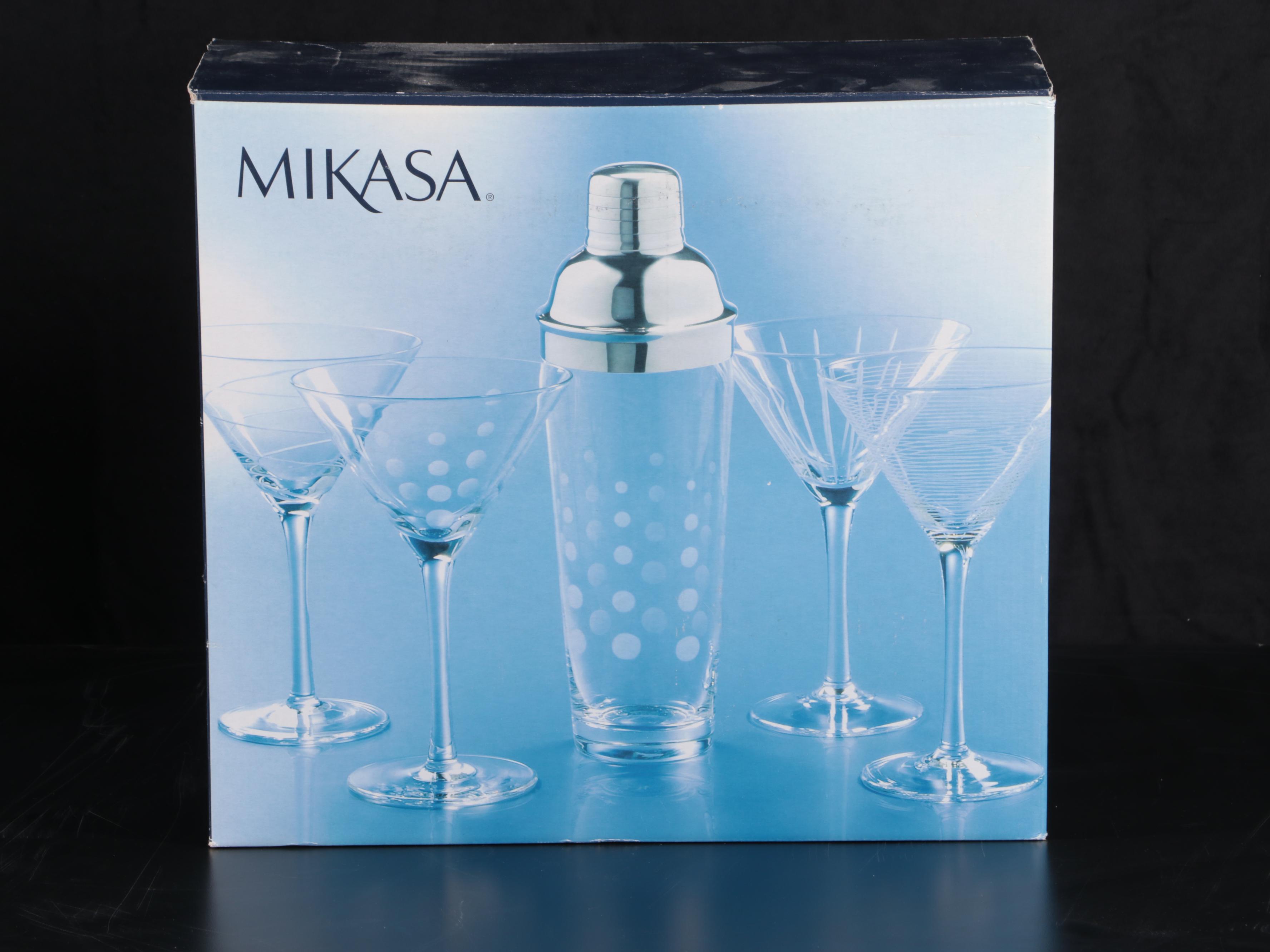 Mikasa Glass Cocktail Shaker and Martini Glasses Set EBTH