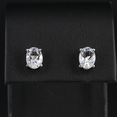 Sterling Oval Gemstone Stud Earrings