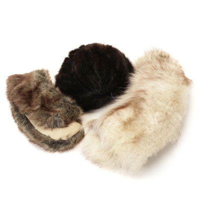 Fox and Faux Fur Collars With Mahogany Mink Fur Hat