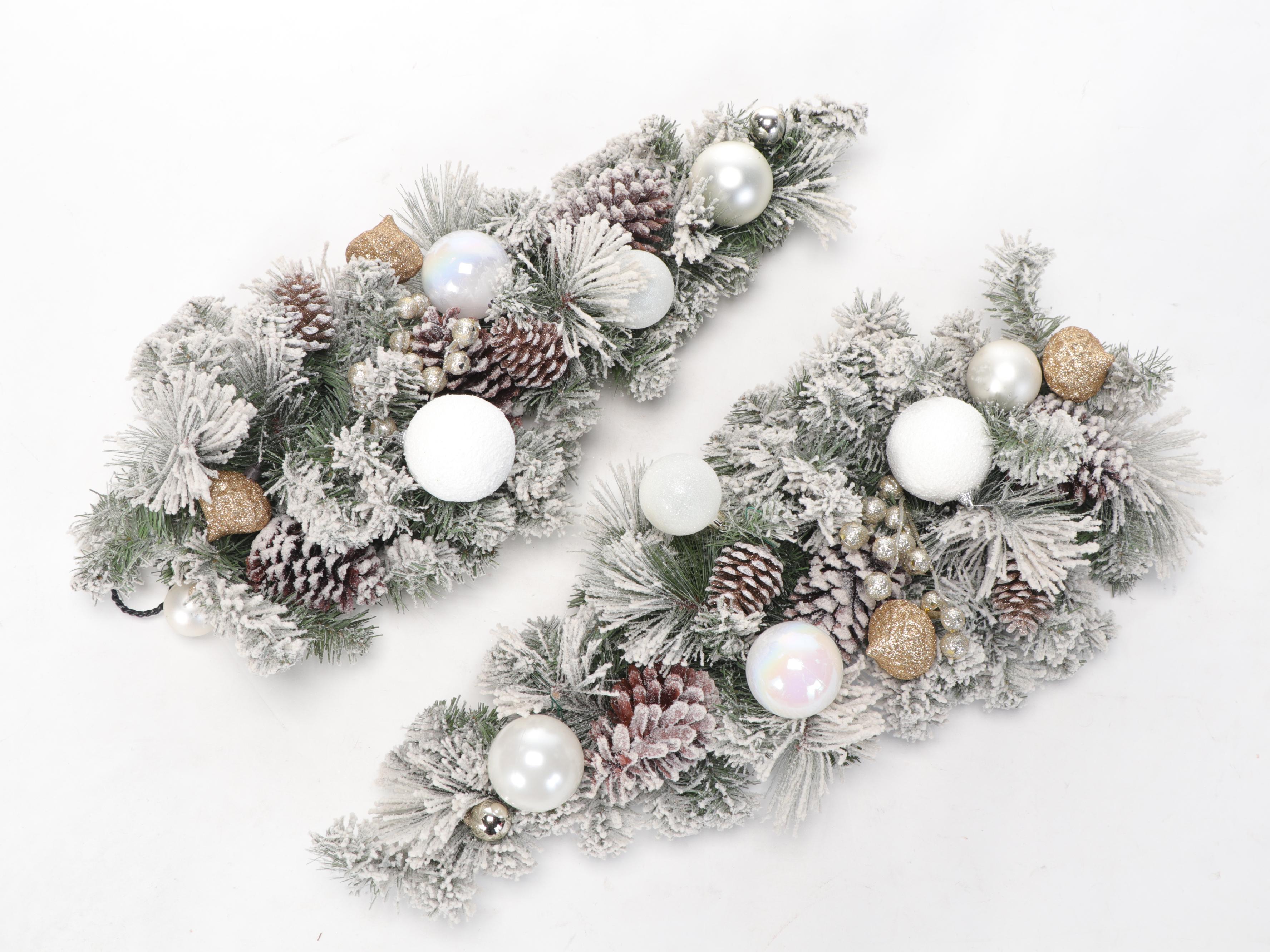 Ashland 7' PreLit Flocked Slim Tree with Ornament Collection EBTH