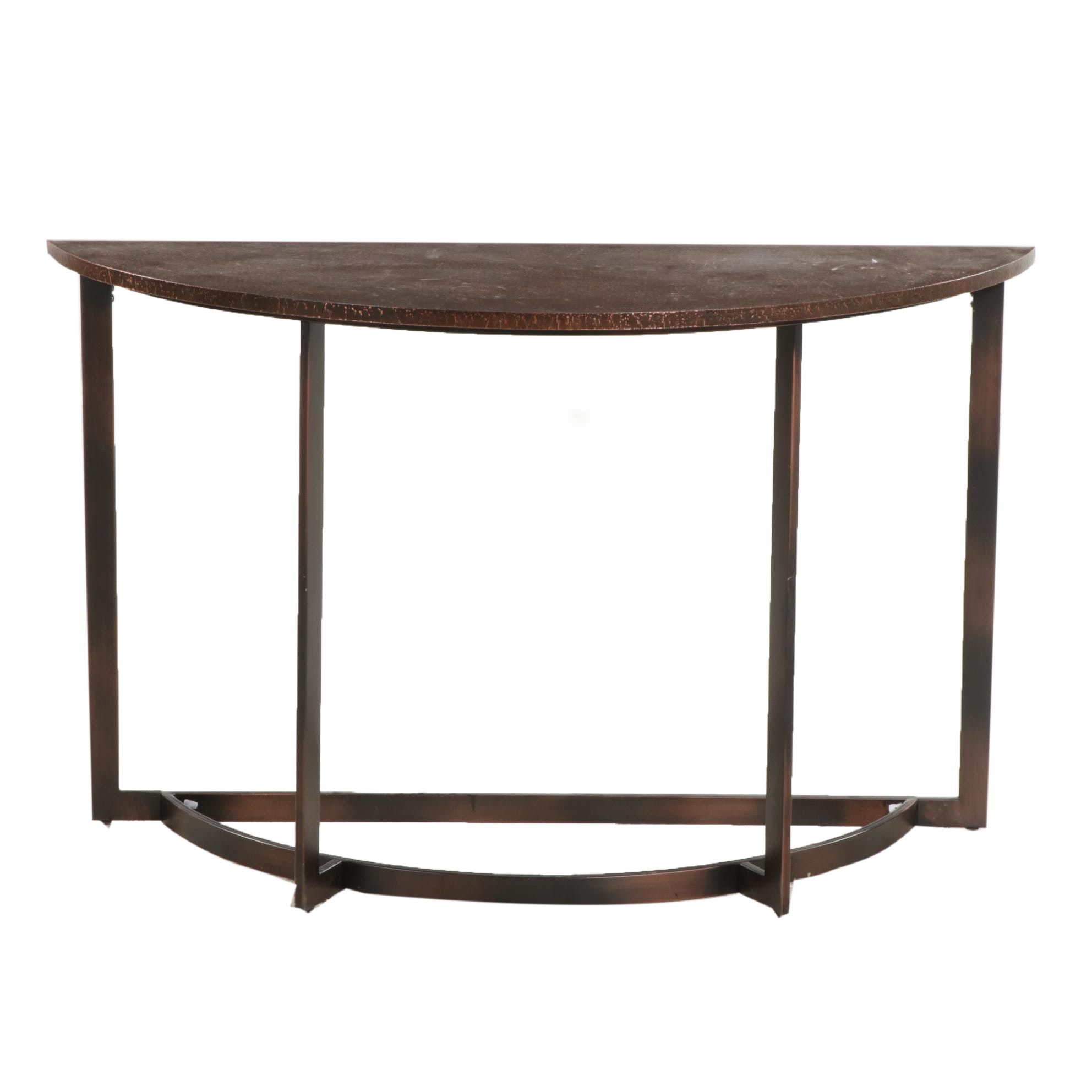 Hammary Furniture "Nueva" Hammered Copper Foil Top Demilune Sofa Table