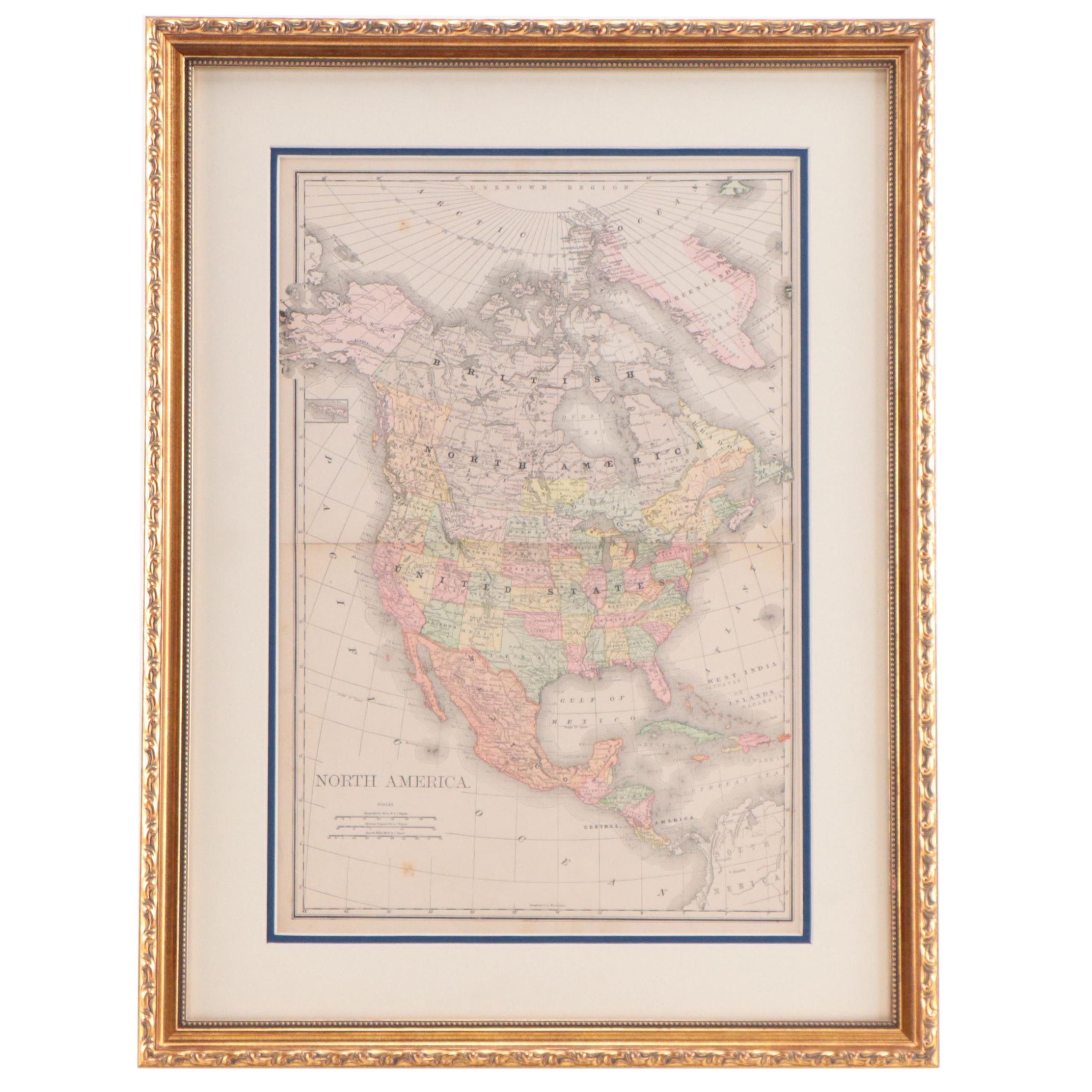 Wax Engraving Map Of North America, Circa 1877 | EBTH