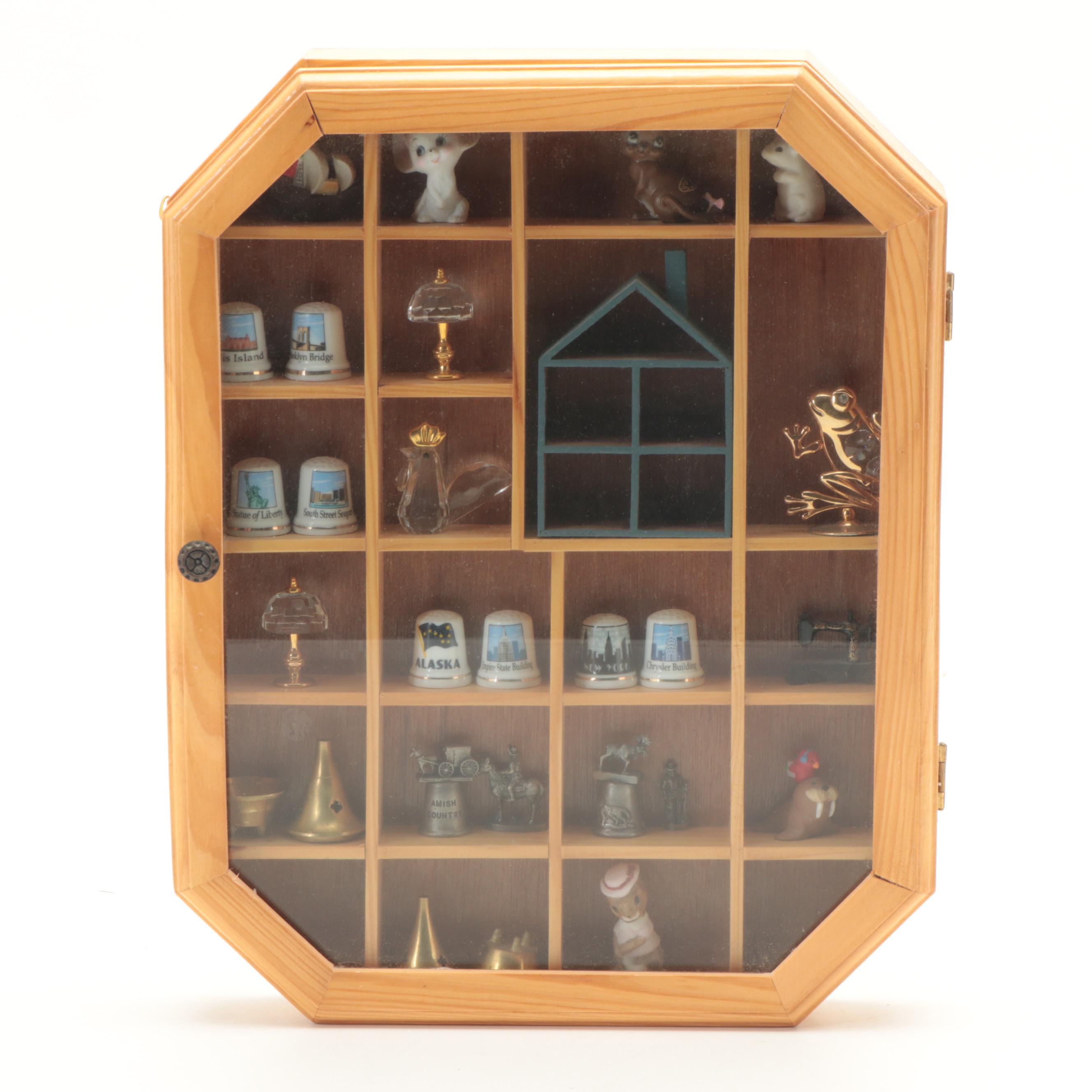 Souvenir Thimbles and Figurines with Wall Mount Display Cases EBTH