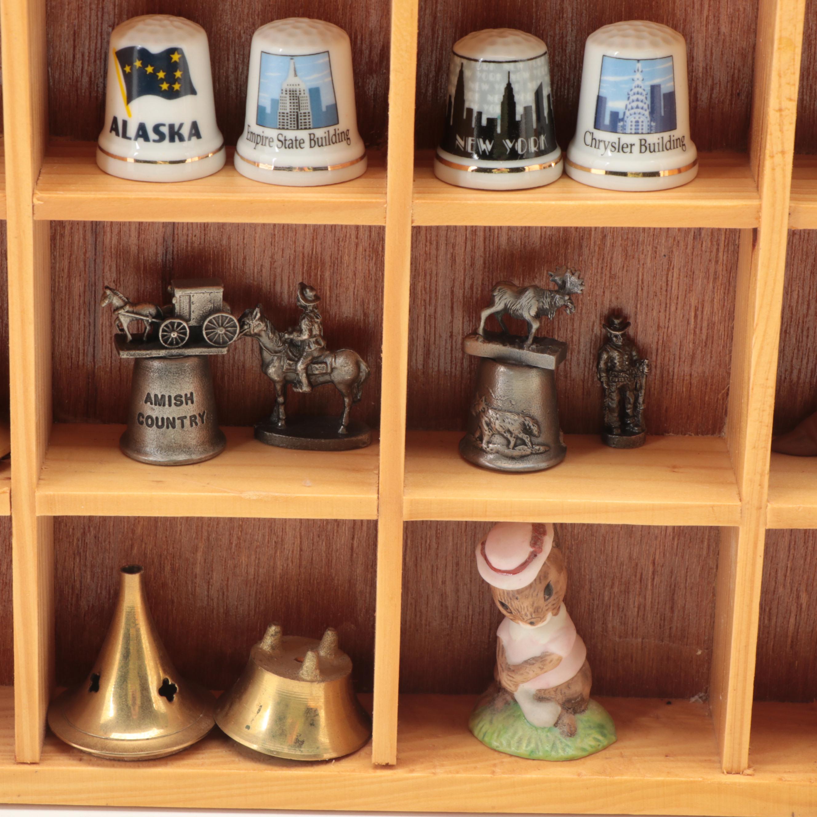 Souvenir Thimbles and Figurines with Wall Mount Display Cases EBTH