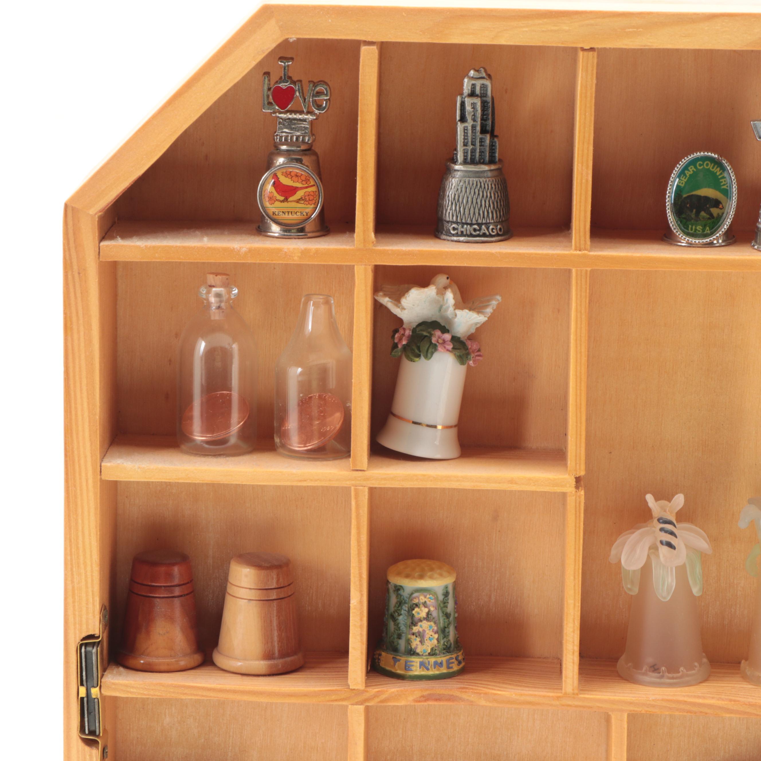 Souvenir Thimbles and Figurines with Wall Mount Display Cases EBTH