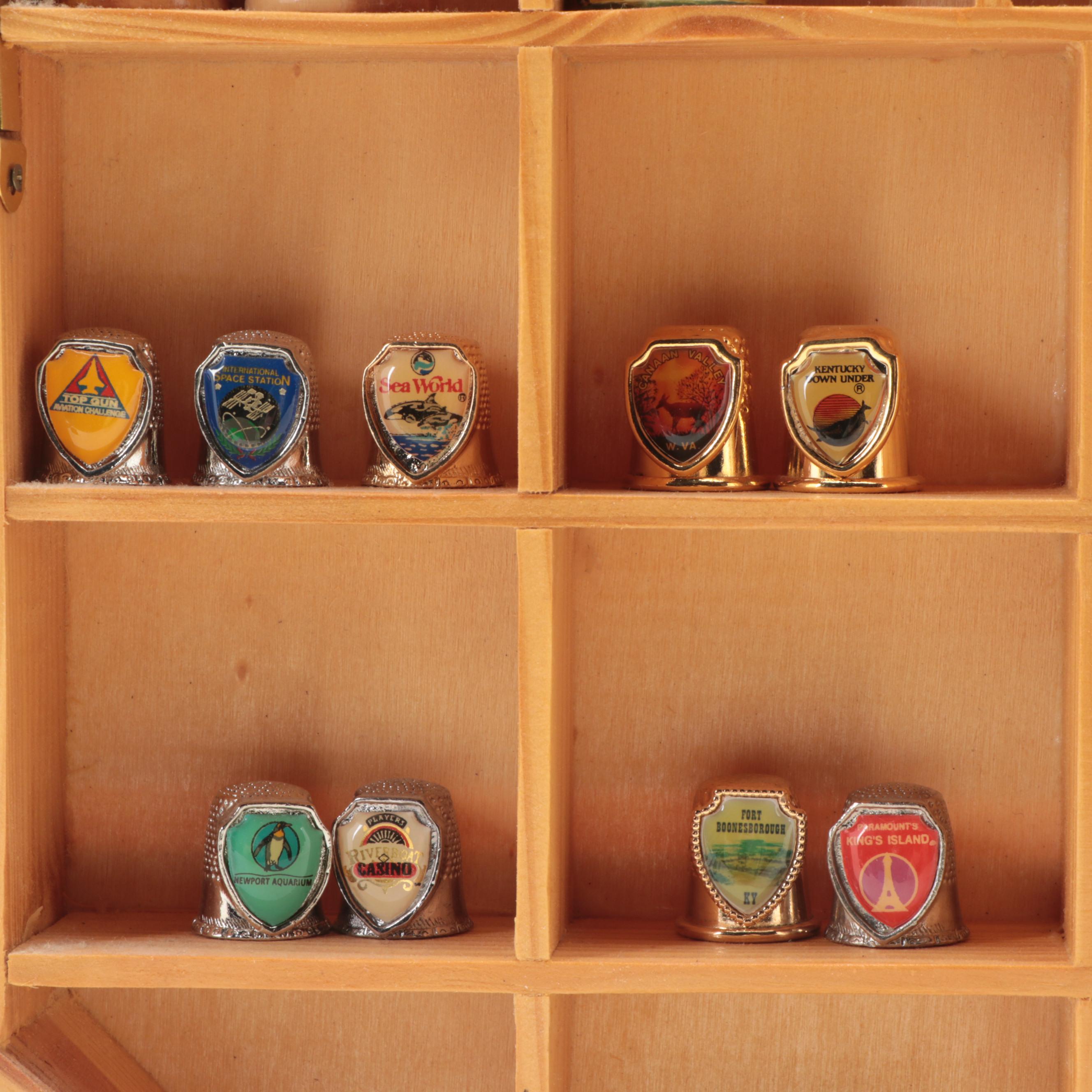 Souvenir Thimbles and Figurines with Wall Mount Display Cases EBTH