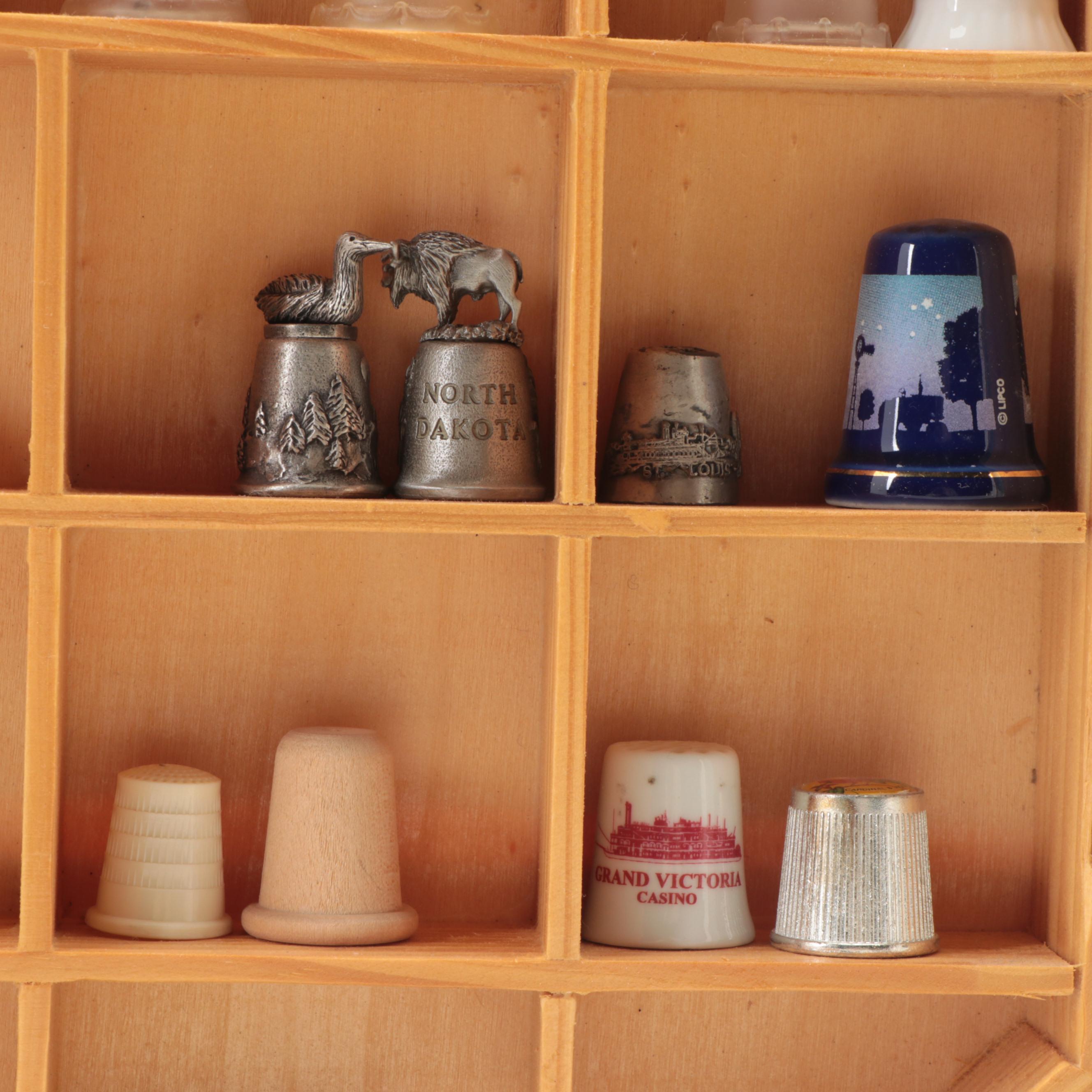 Souvenir Thimbles and Figurines with Wall Mount Display Cases EBTH