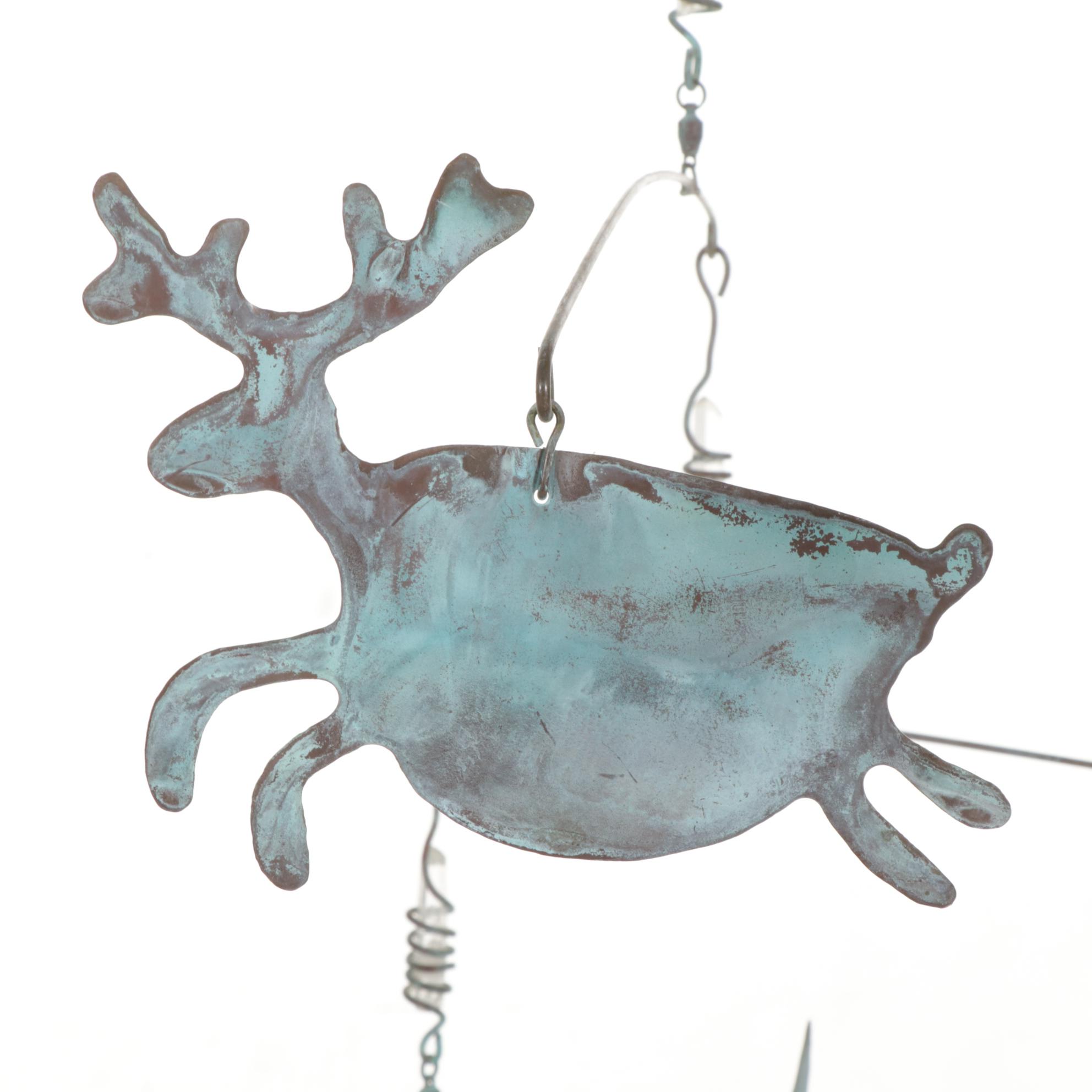 Folk Art Metal and Glass Crystal Hanging Sculpture EBTH