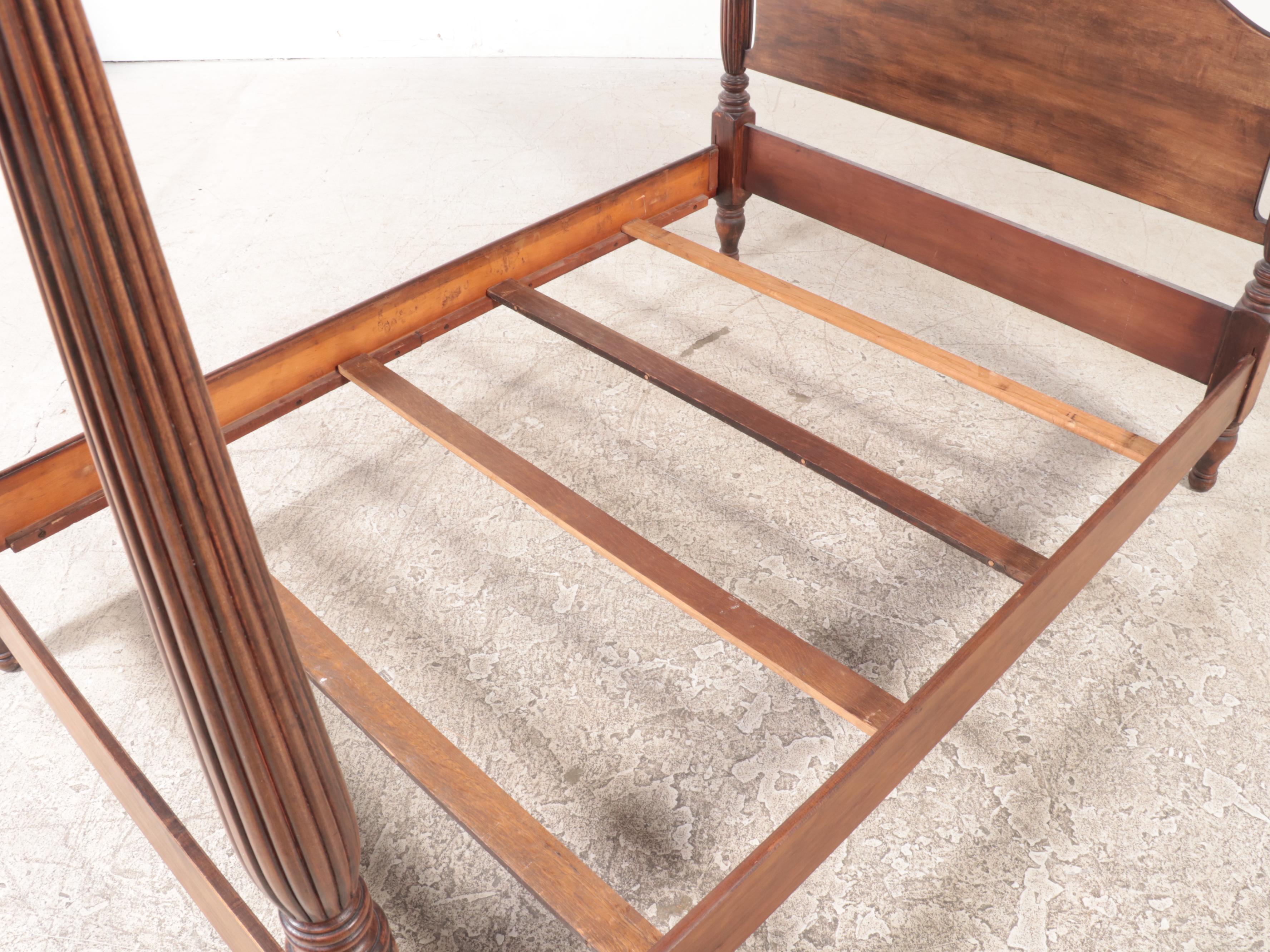 Federal Style CherrywoodStained Full Size FourPost Bed Frame, 20th