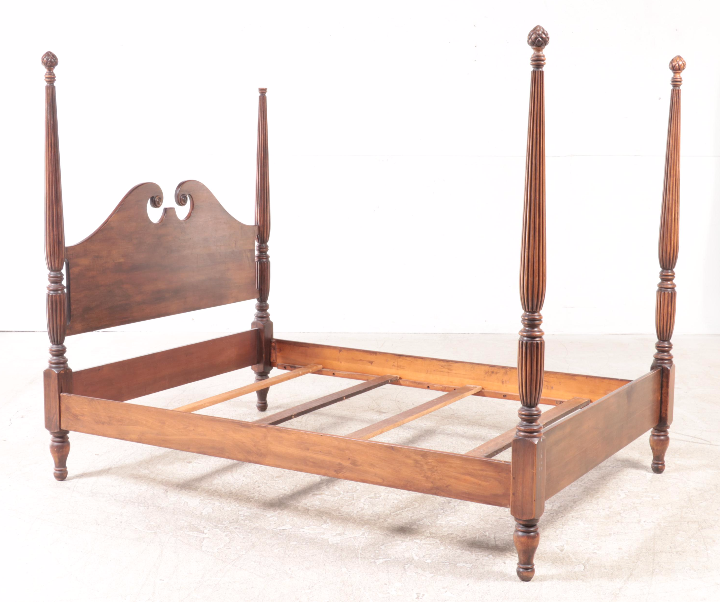 Federal Style CherrywoodStained Full Size FourPost Bed Frame, 20th