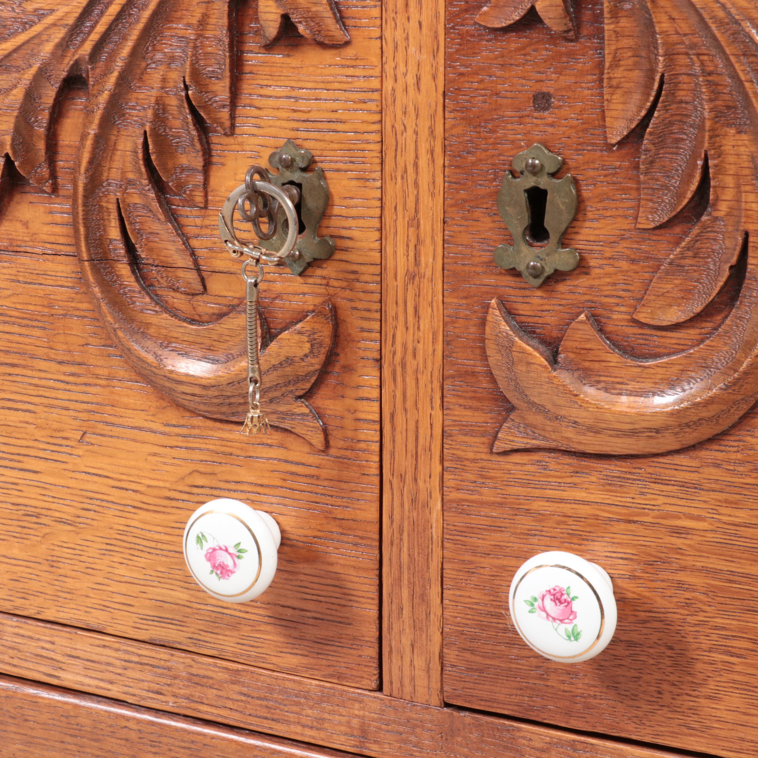 Victorian Quartersawn Oak ThreeDrawer Hat Box Chest, Late 19th Century EBTH